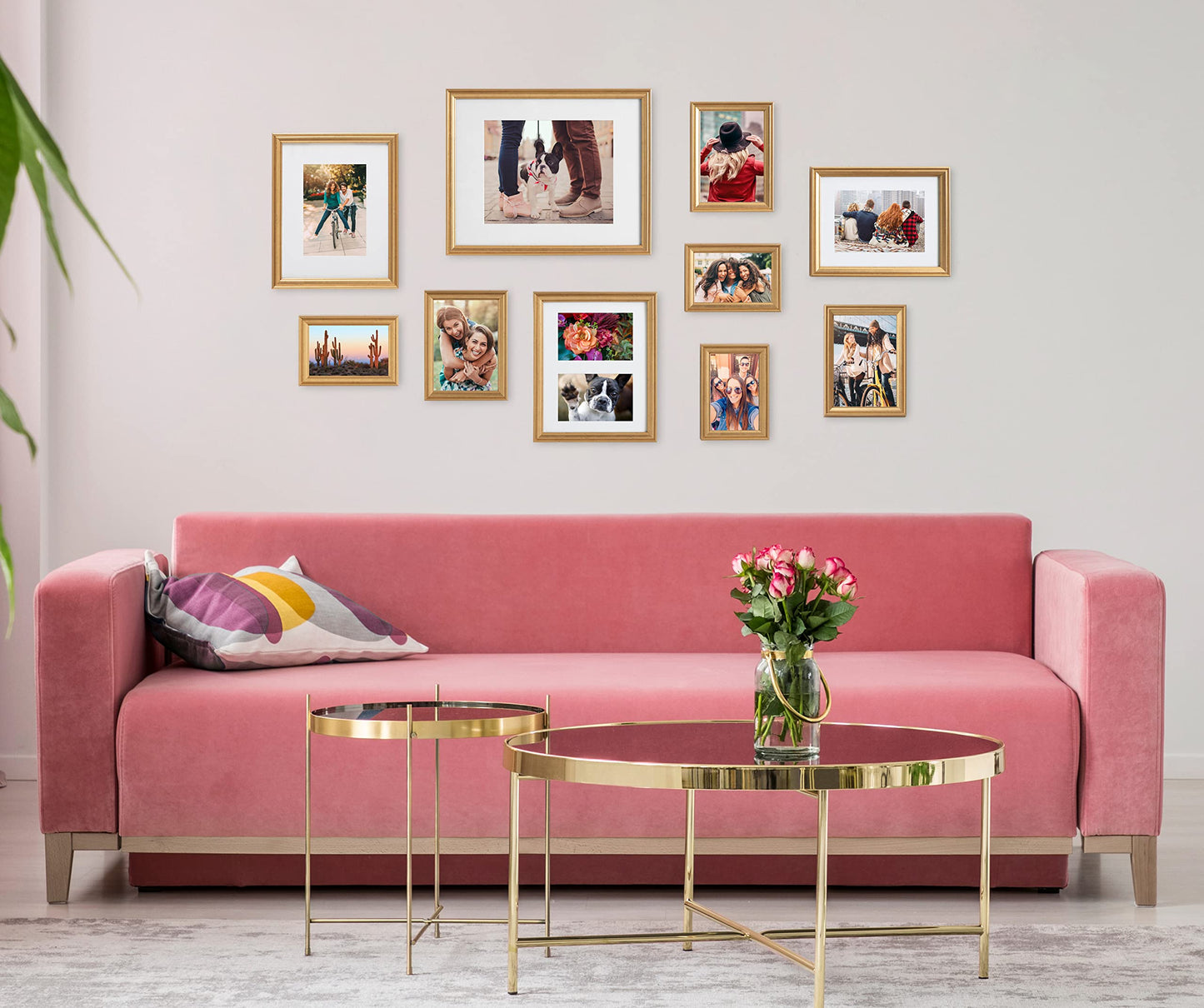 Kate and Laurel Adlynn Photo Frame Set, Set of 10, Varying Sizes, Gold, Traditional Glam Frame Collection for Wall