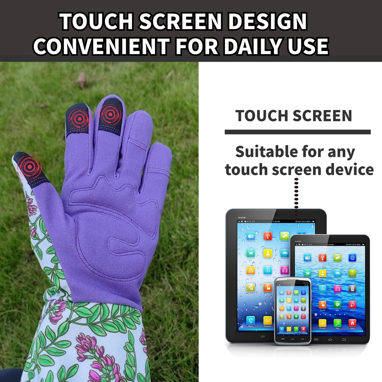 MSUPSAV Durable Gardening Garden Gloves,Long Puncture Resistance Rose Cactus Gauntlet Work Glove,Gifts for Women,Medium,Purple