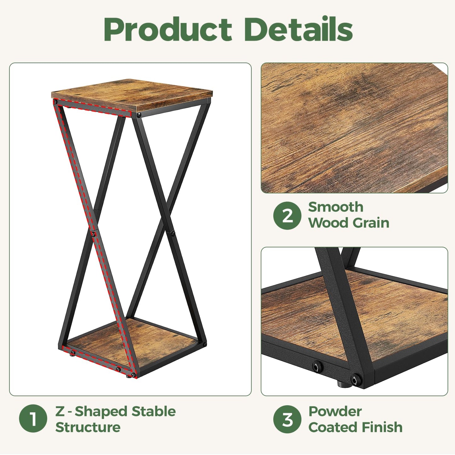 Bamworld Tall Plant Stand Indoor Corner Plant Shelf Tiered Plant Stand Wood Plant Table Heavy Duty Flower Pot Stands Metal Plant Holder for Living Room Bedroom Hallway(Brown)
