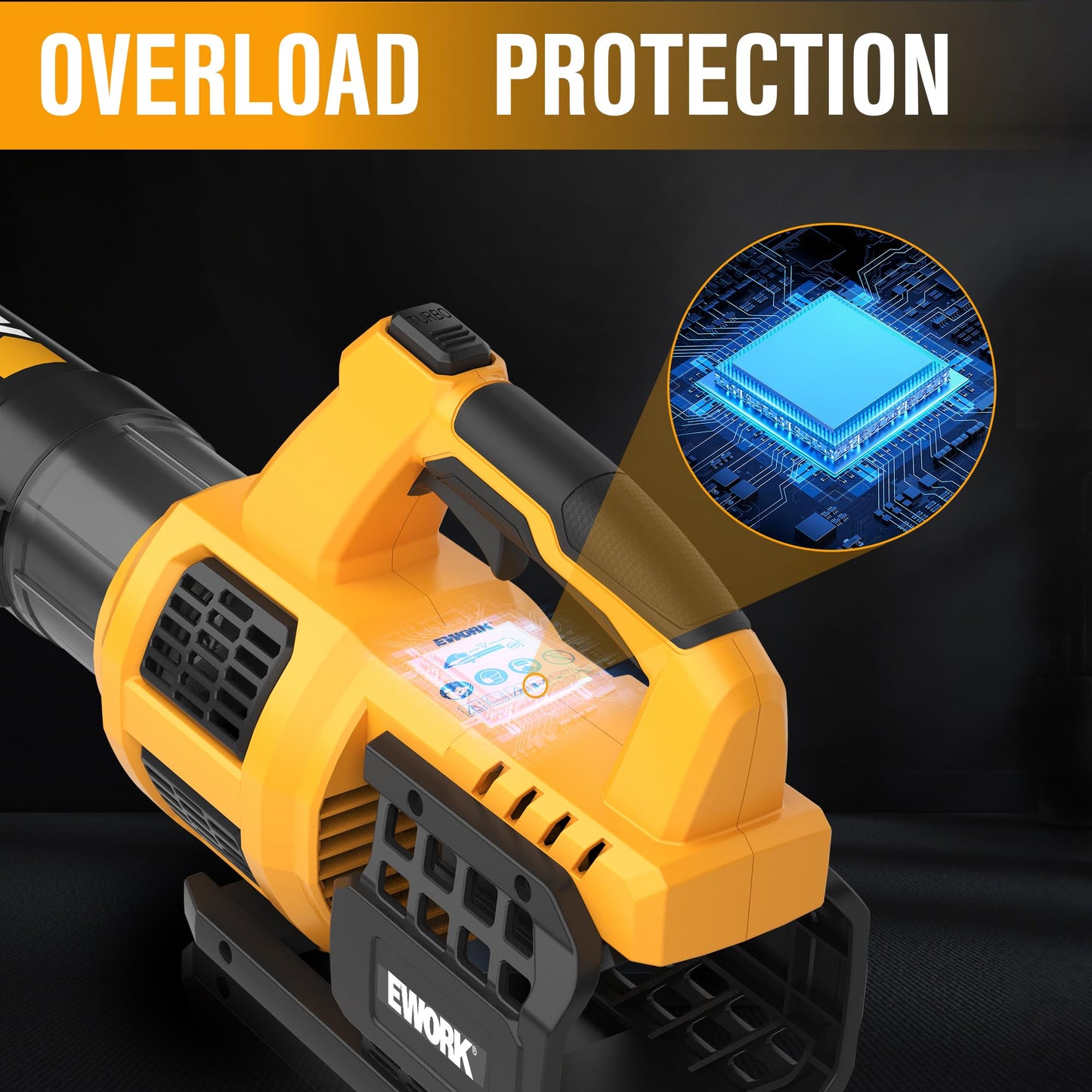 EWORK Cordless Leaf Blower, 21V Electric Handheld Blower with 2X 3.0Ah Batteries & Fast Charger, 550CFM 150MPH Lightweight 3.2Lbs for Lawn Care Yard Patio Cleaning