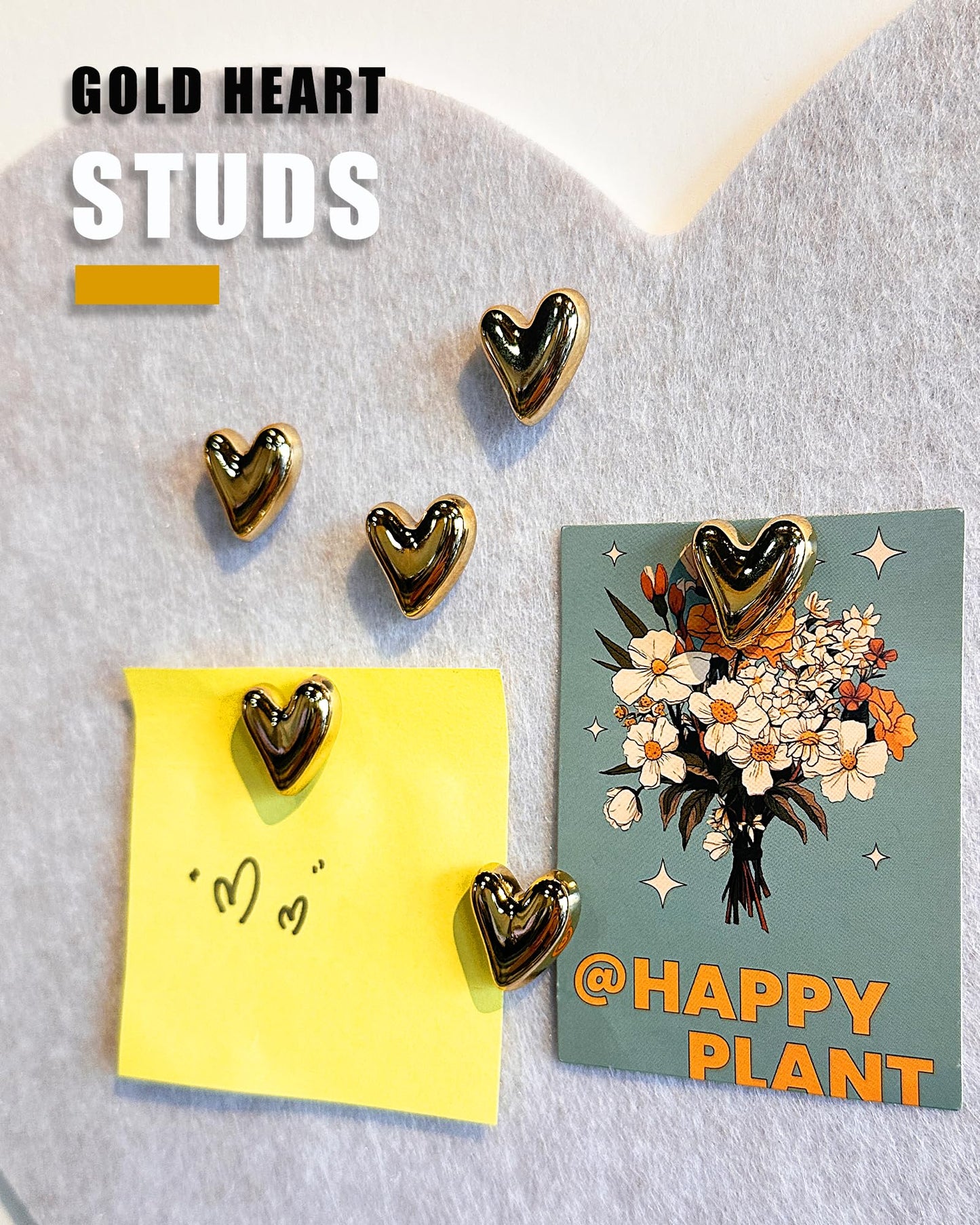 30 pcs - Heart Decorative Pins, Gold Cute Pins for Bulletin Board, Office or Home (30Pcs-Gold)