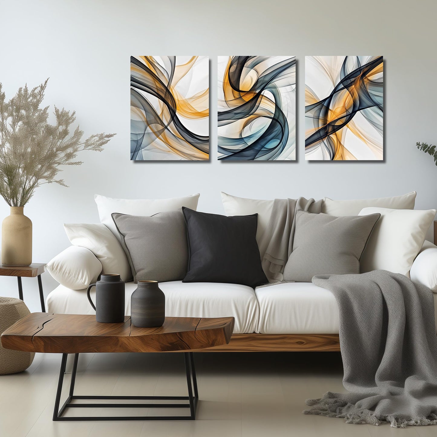 WVMAPTA Abstract Wall Decor for Living Room Modern Prints Wall Art Bedroom 3 Piece Canvas Wall Art for Office Size 12 x 16 Inch