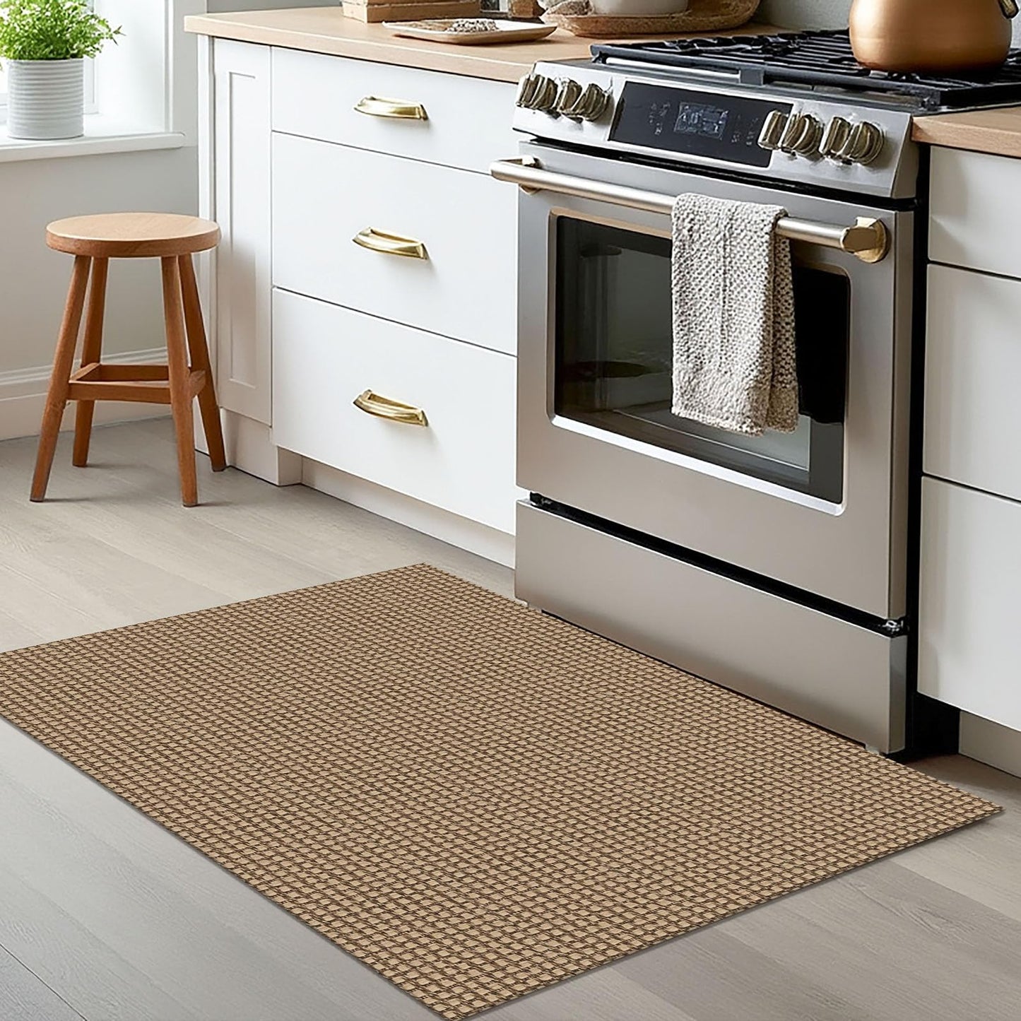 EARTHALL Woven Area Rug 2x3 Ft Washable Rugs for Entryway Braided Non Slip Throw Rugs Door Mat Indoor Outdoor Entrance Small Cotton Woven Carpet for Kitchen Foyer Front Door, Orange/Tan/Brown