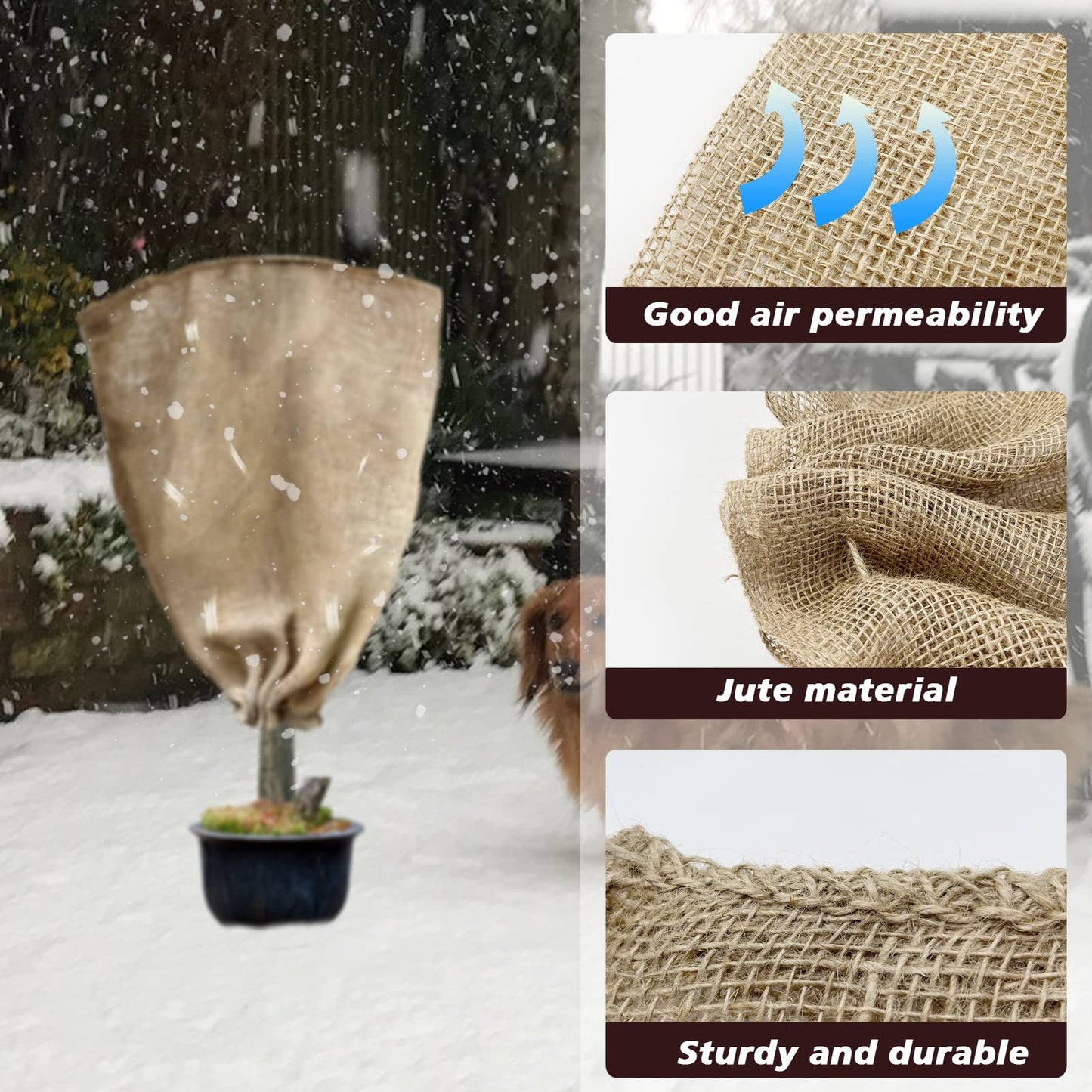 6 Pack 24” × 40” Burlap Winter Plant Cover Bags - Plant Covers Frost Protector with Drawstring Plant Covers Freeze Protection Frost Blankets Shrub Jacket，Freeze Blanket for Outdoor Plants Fruit Tree