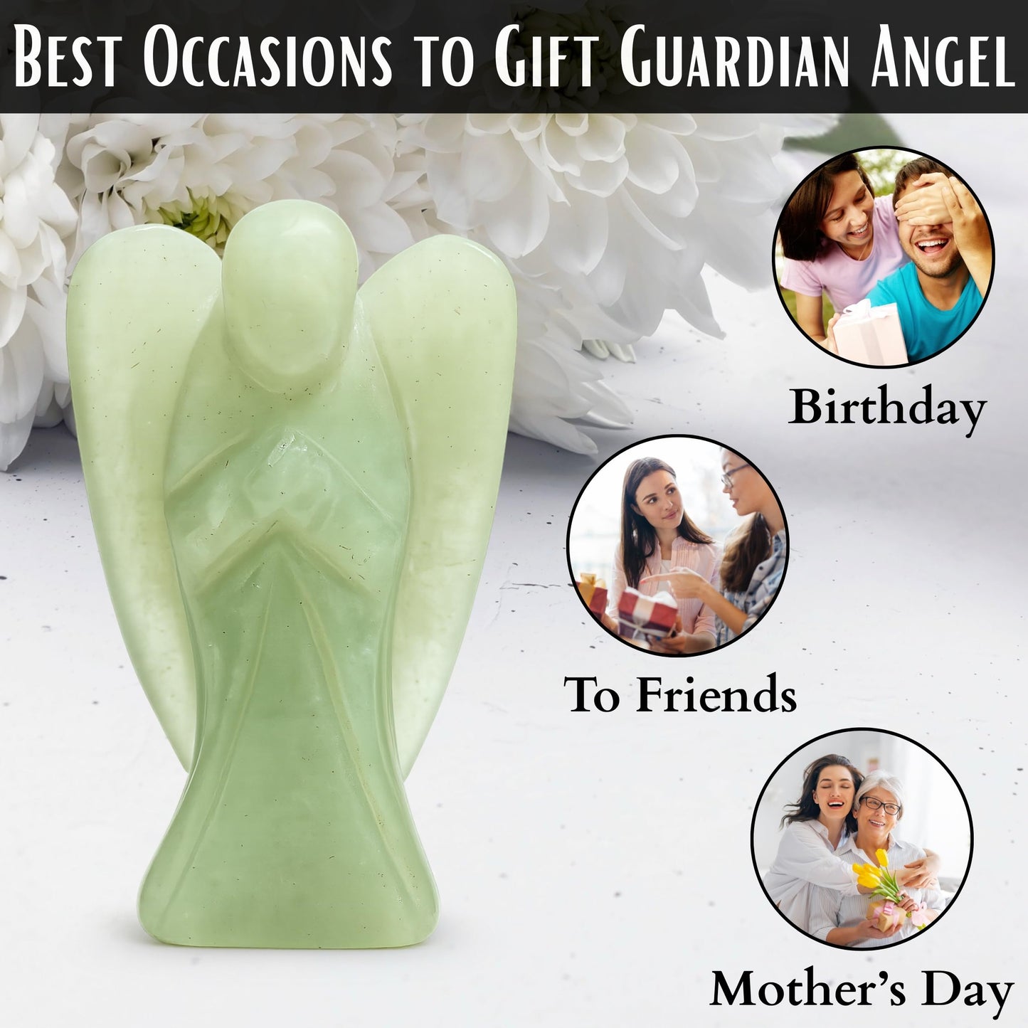Amazing Gemstone Green Aventurine Angel - Green Aventurine Crystal Angel and Pocket Guardian Angel Crystal Figurines (1.5 inches)