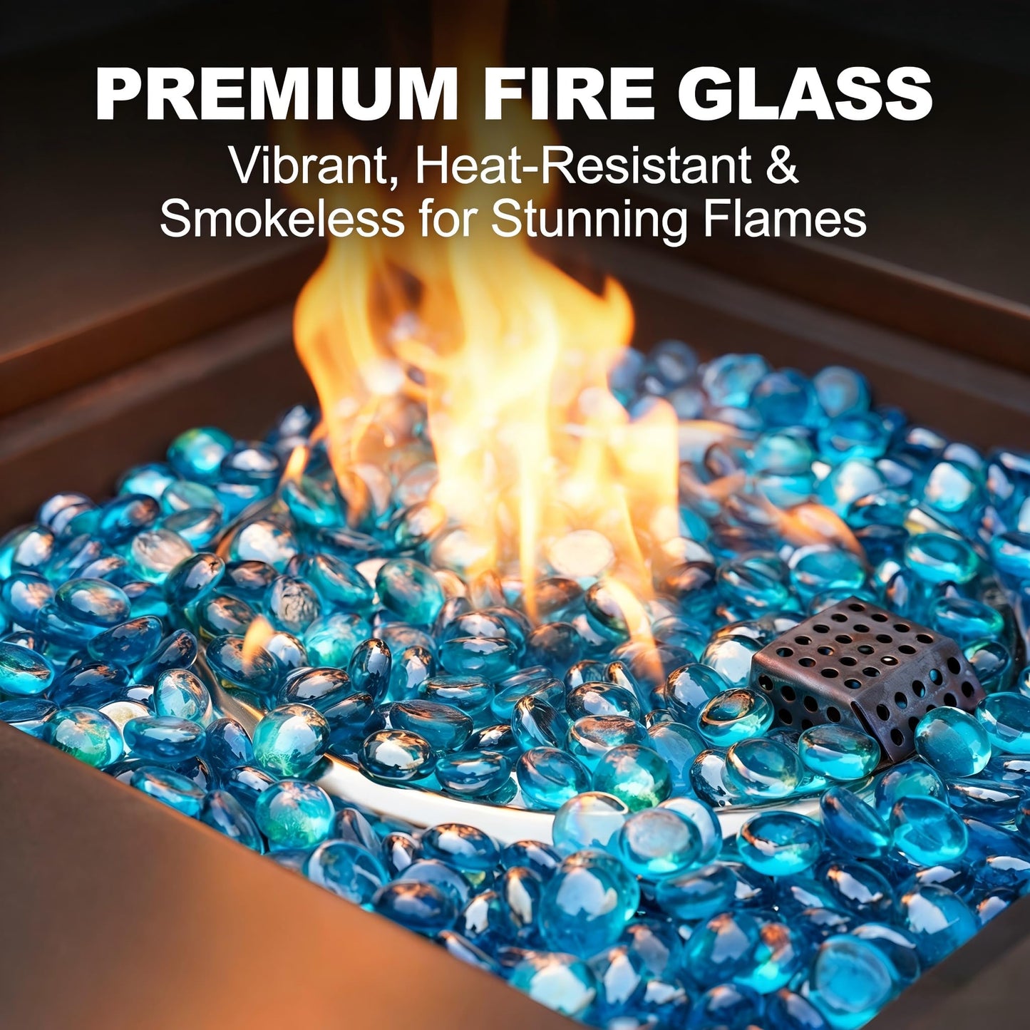 Mr. Fireglass 10 Pound Fire Glass Beads, 1/2" Reflective Round Fire Glass Drops for Fireplace Fire Pit & Lanscaping, High Luster Caribbean Blue