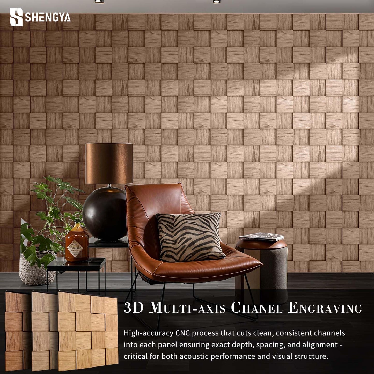 SSHENGYA 6-Pack Art 3D Wall Panels, Wood Textured Wall Panels, 15.7"×15.7" Modern Wall Panels for Interior Wall Decor, Living Room, Bedroom, Home Decor