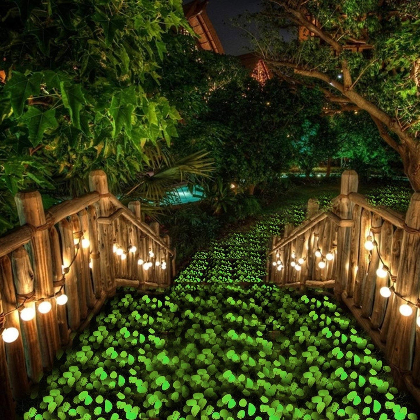 340 Pcs Glow in The Dark Garden Pebbles, Gardening Luminous Glow Stones Outdoor Decor Glowing Water Fish Tank Gravel (Green)