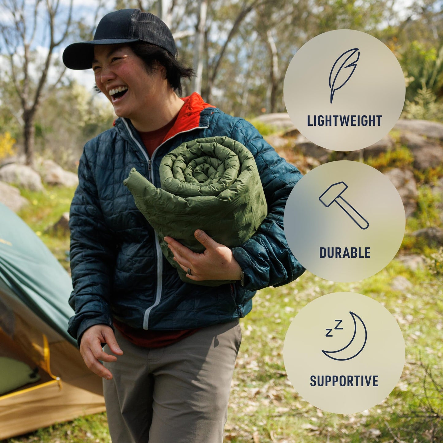 Sea to Summit Camp Plus Self-Inflating Foam Sleeping Mat for Camping - Rectangular - Regular (72 x 25.2 x 2.6 inches)