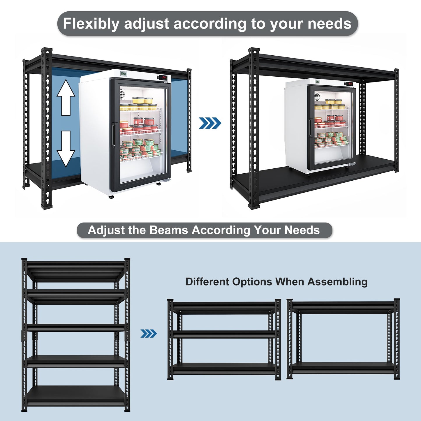 Rufokisa 5-Tier Garage Shelving Heavy Duty, 72" Metal Shelving Unit - 2250 lbs Load Capacity, 40"W x 18"D x 72"H (Black)