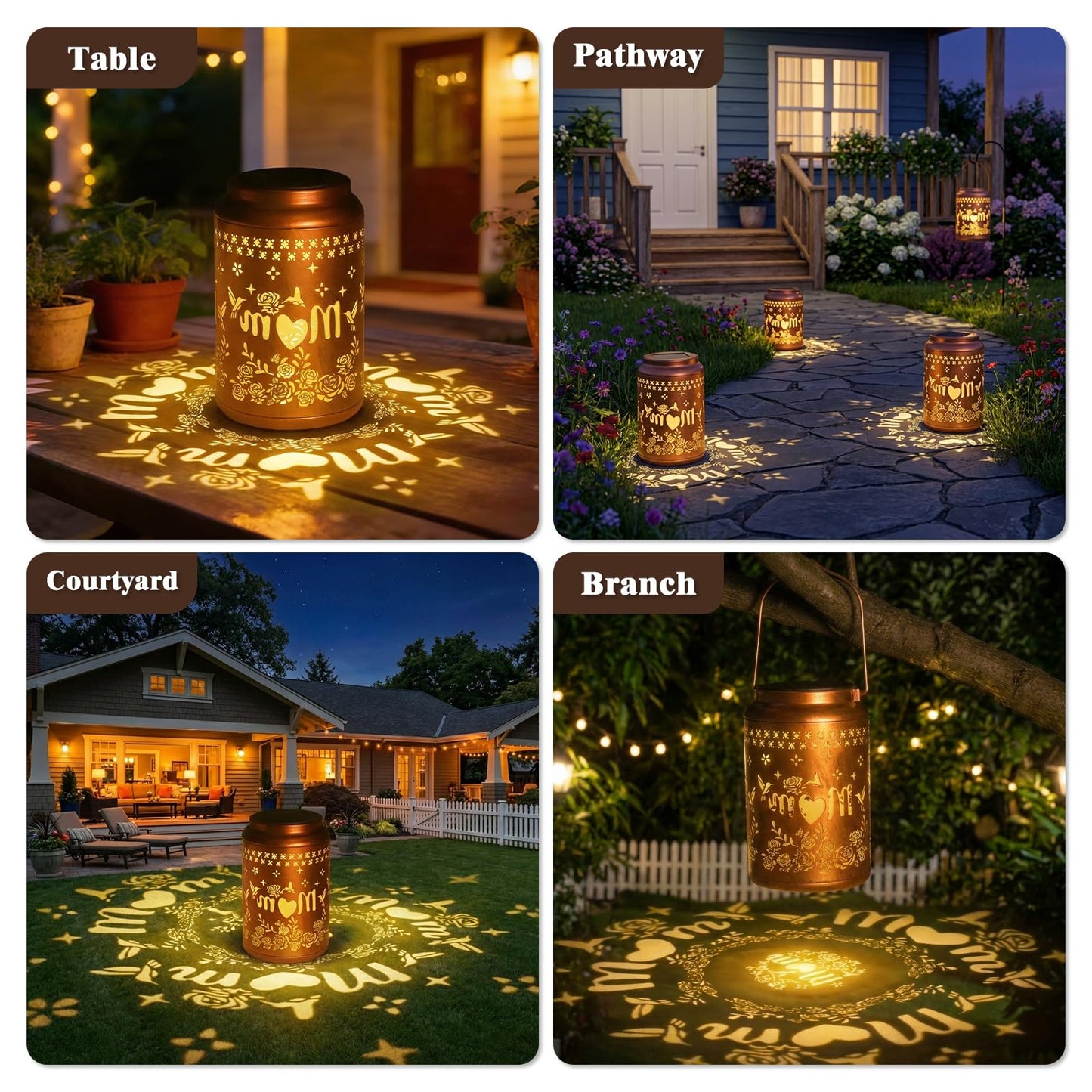 Mother Day Gifts for Mom - Hummingbird Solar Lanterns Outdoor Waterproof, Birthday Gifts for Women, Hanging Solar Lantern for Yard, Garden Decor