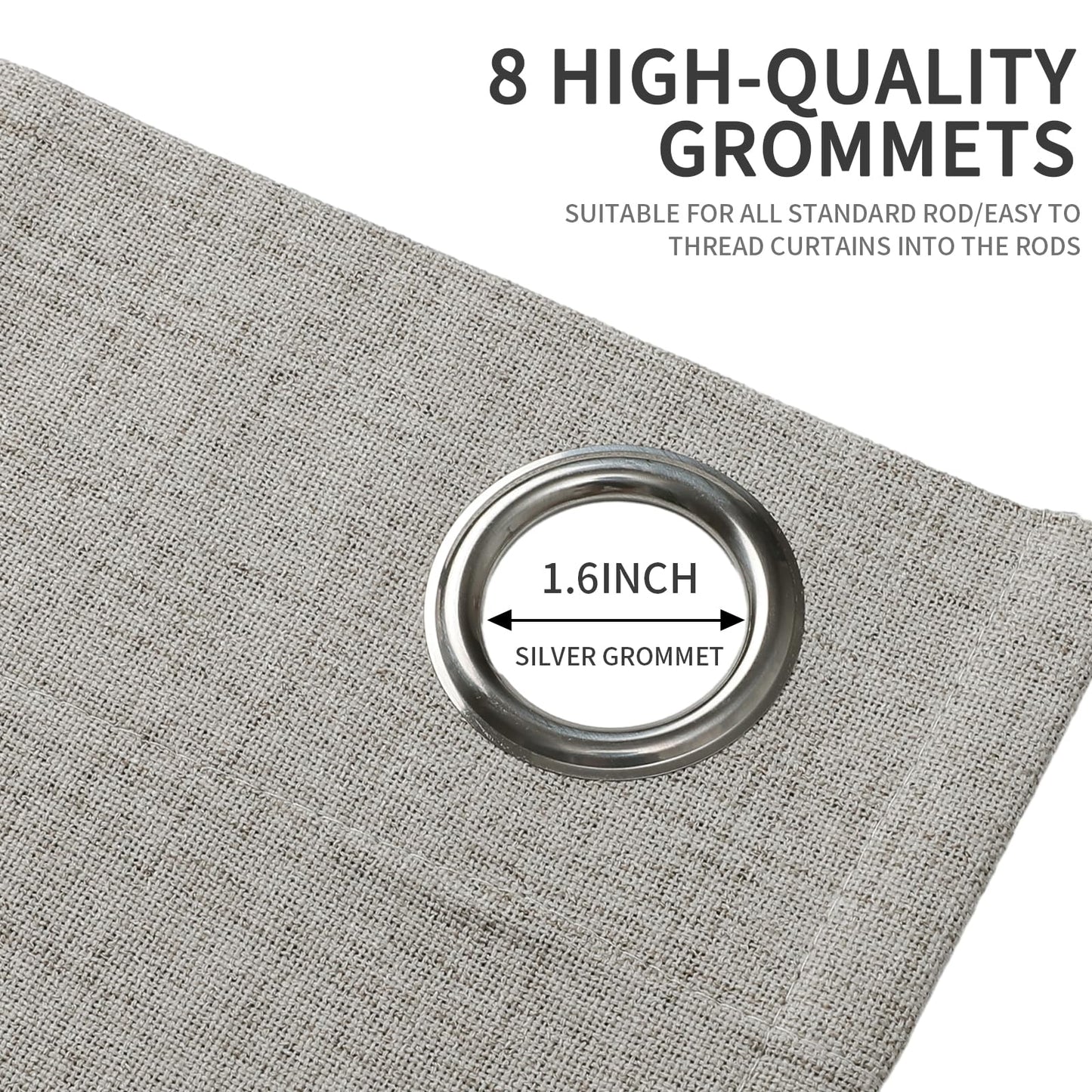 Joydeco Blackout Curtains 63 Inch Length, Living Room Curtain 2 Panels Set, Grommets Room Darkening Textured Thermal Drapes, Greyish White Blackout Curtains for Bedroom (42x63inch)