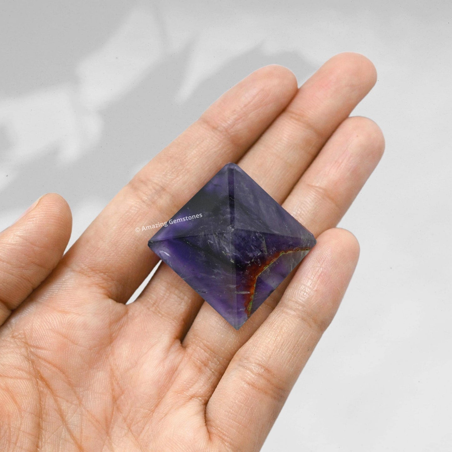 Amazing Gemstone Amethyst Chevron Pyramid Crystal Healing Stones - 1" Great Pyramid Figurine of Natural Stone Pyramid for Meditation, Reiki, Chakra Balancing and Crystal Pyramids Grid