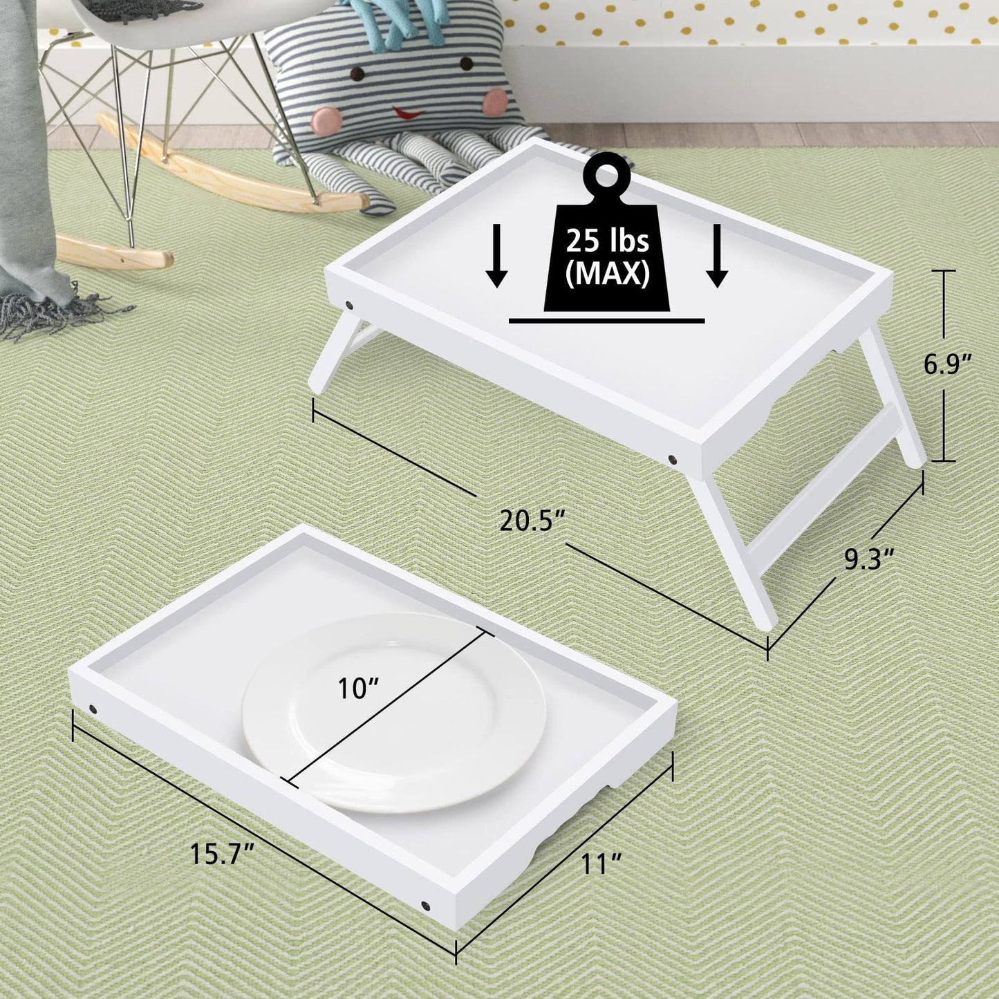 Artmeer Bed Tray Table with Folding Legs,Bamboo Breakfast in Bed for TV Table, Laptop Computer Tray,Eating,Snack Tray