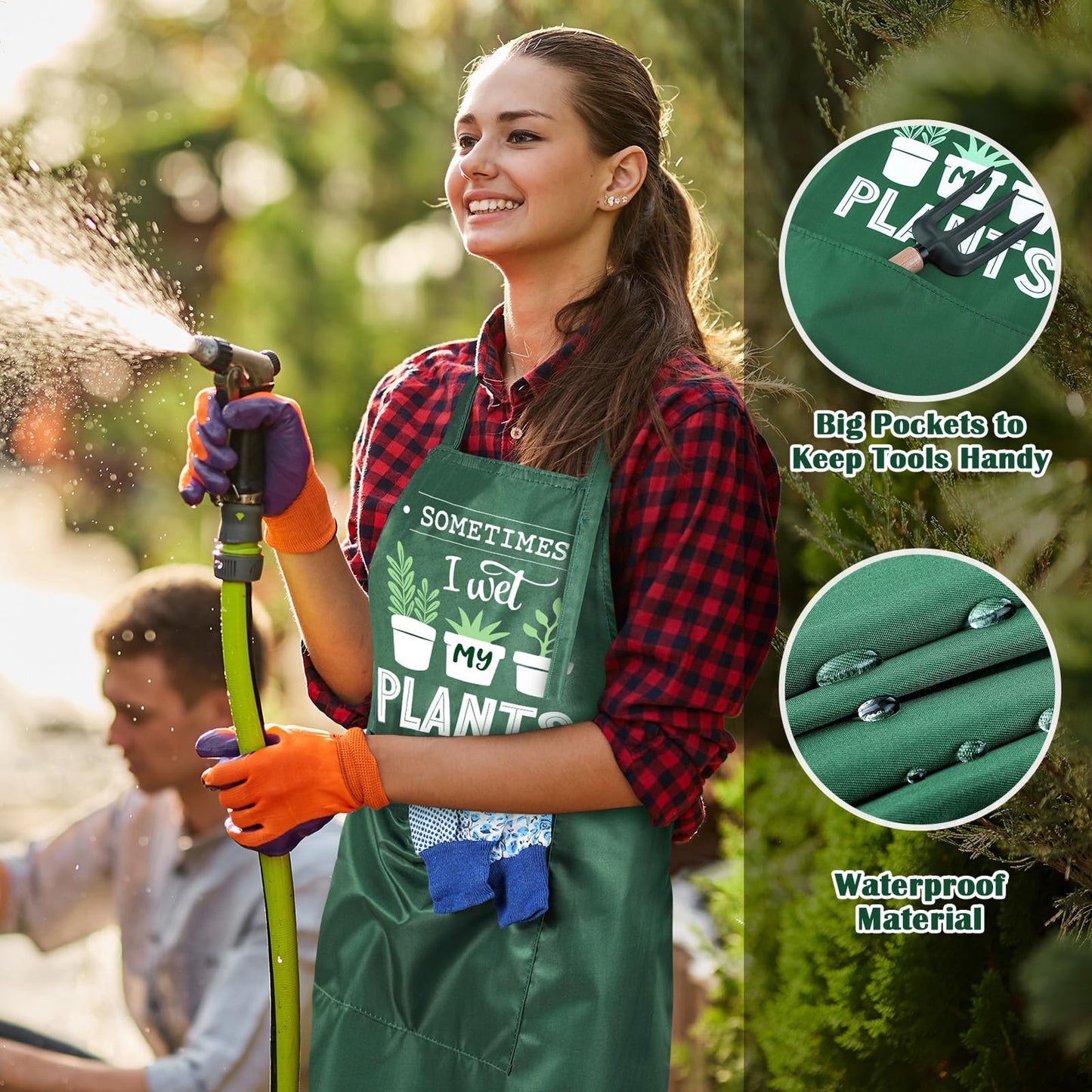 Breathffy 3 Pcs Funny Gardening Aprons for Women Waterproof Garden Apron with Pockets Floral Aprons for Gardener Plant Lover Gifts for Mom Grandma Wife Mother's Day Birthday Housewarming