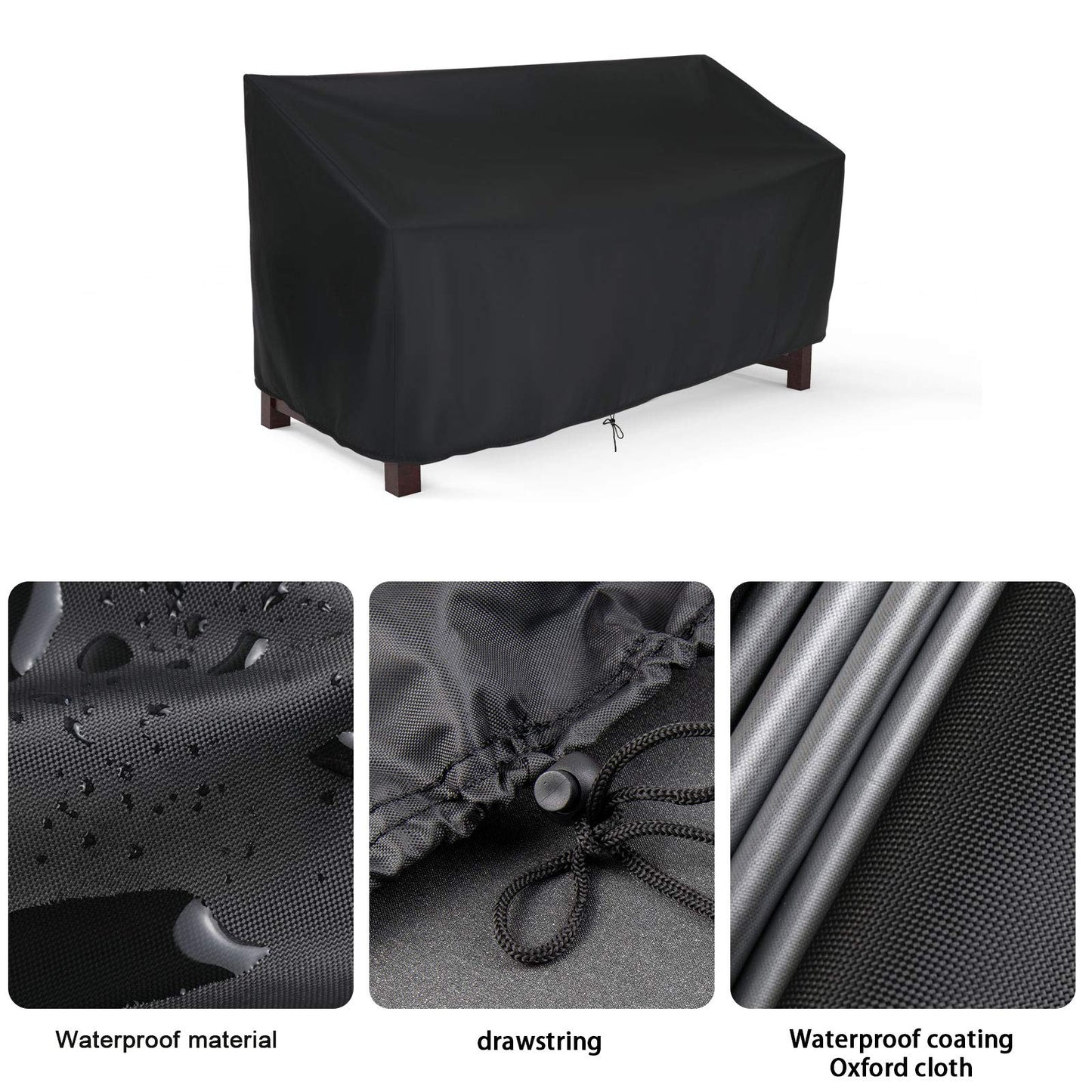 Hengme Outdoor Patio Bench Cover - 64 inch Covers for 3 Seat Outside Park Loveseat, Sofa, Glider & Furniture, Waterproof Patio Garden Bench Cover - 64 x 26 x 35 inch