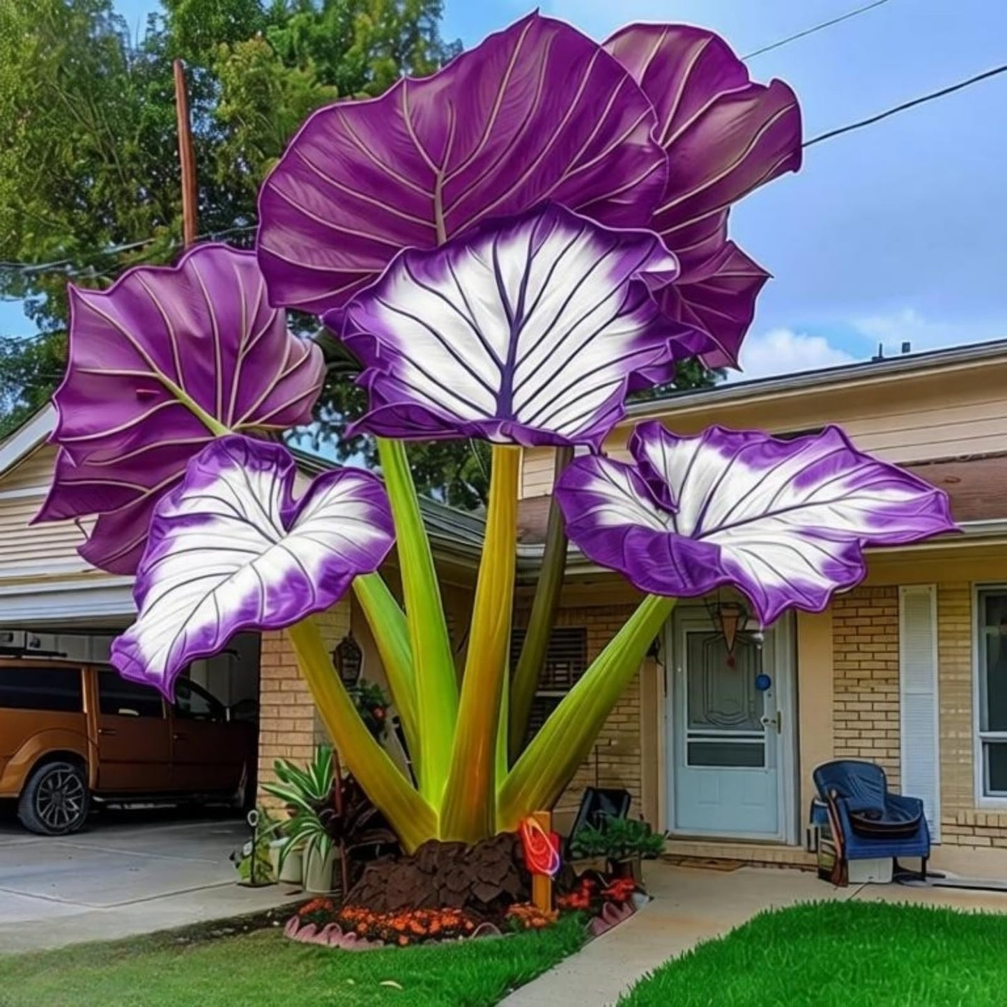 EDRHTJG Elephant Ear Tropical Leaf Display for Outdoor Garden Porch Landscaping Natural Muti-Colors Shades (6)