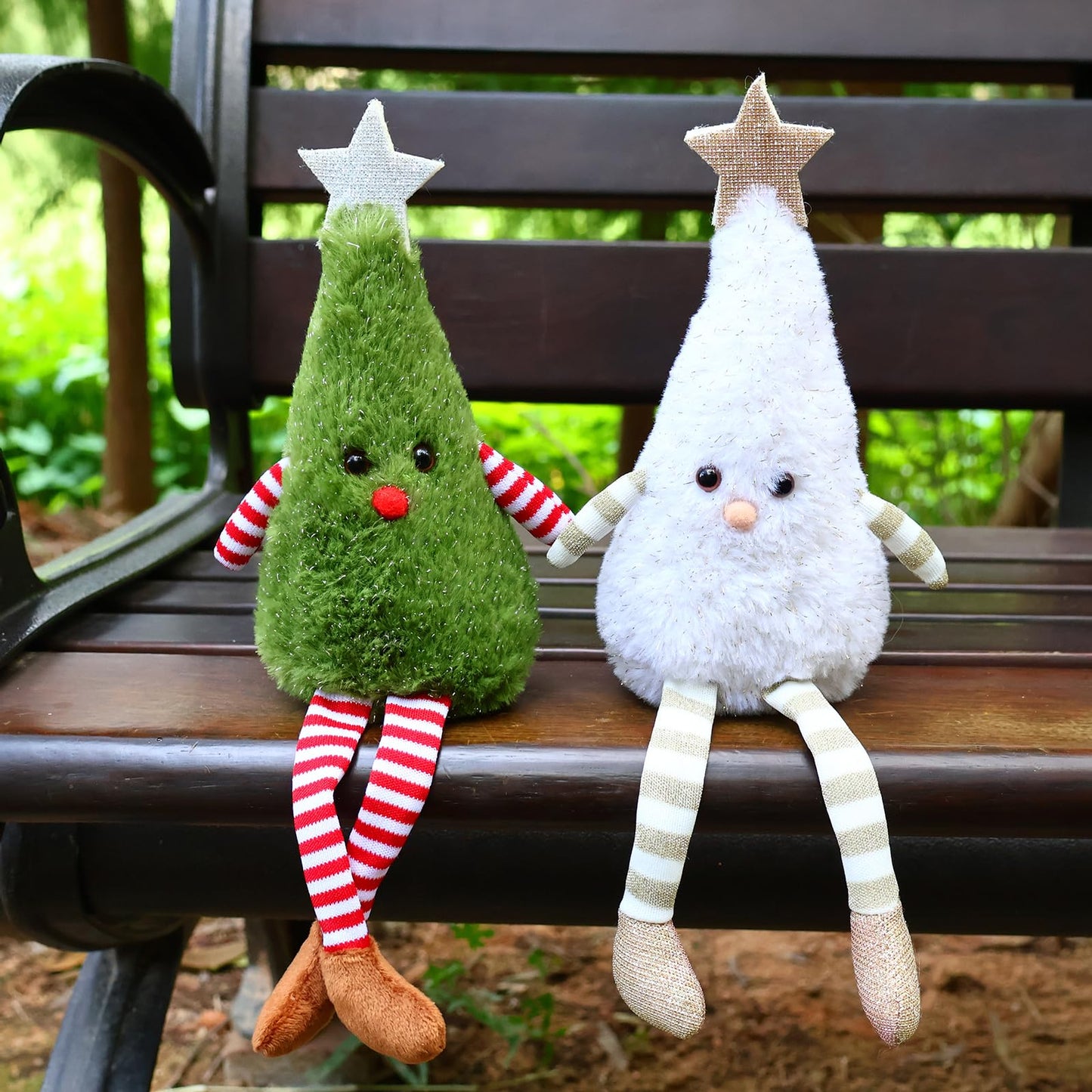 YUOHEO 2pcs Christmas Table Decorations Long Legs Doll Christmas Ornaments Cute Plush Shelf Sitters Xmas Figurines for Mantel Desk Fireplace Home Decor Holiday New Year 11.8 Inch Tall