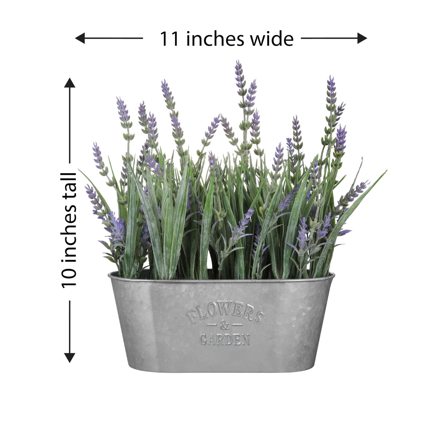 Haute Decor 10 Inch Lavender in Galvanized Metal Pot