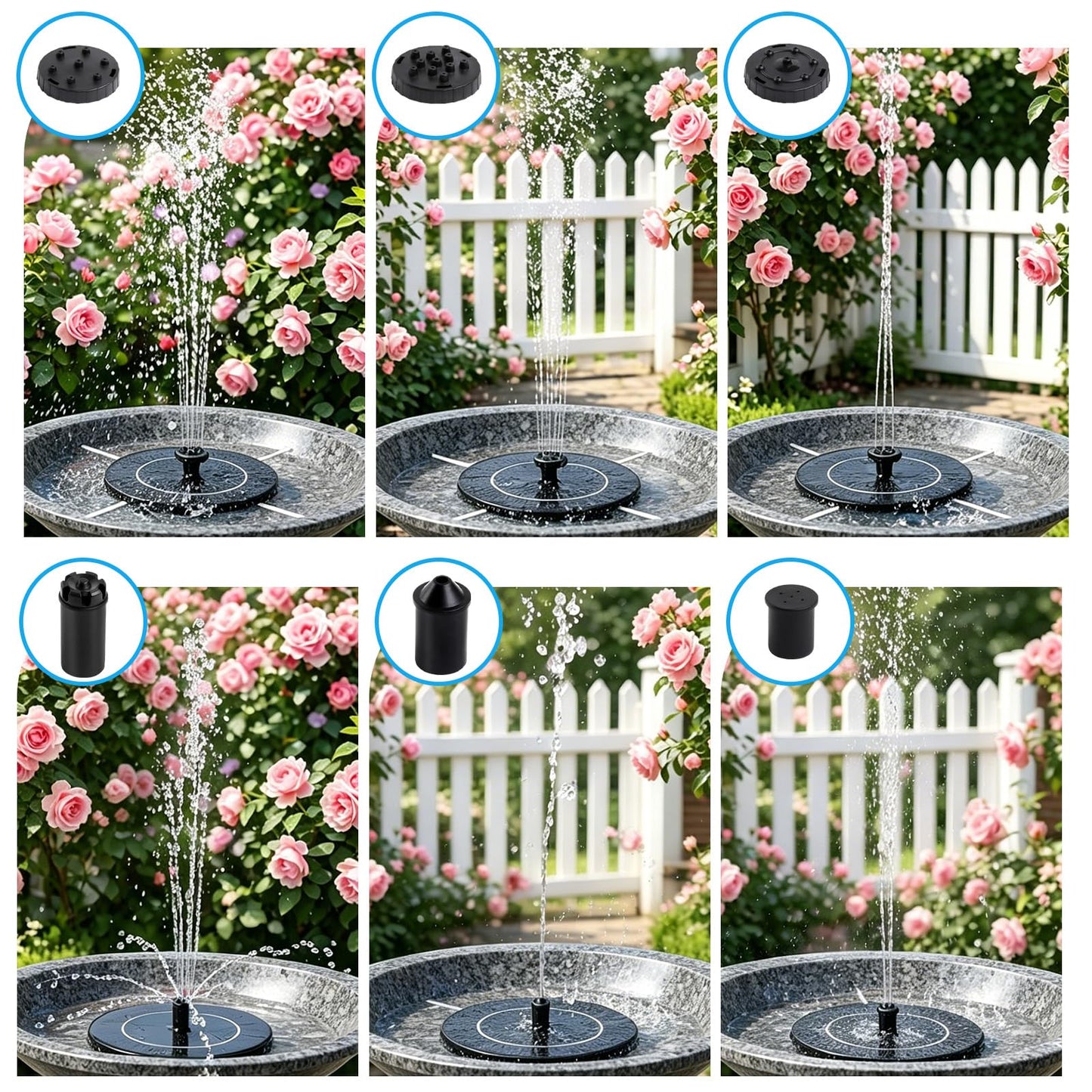 3.5W Solar Powered Water Fountain for Bird Bath Solar Water Pump with 6 Nozzles,Floating Solar Fountain Pump Outdoor Garden Bird Bath Fountain