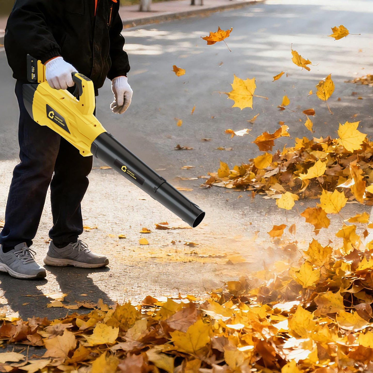GarveeTech Electric Leaf Blower with Battery and Charger, Cordless Leaf Blower with 700CFM & 250MPH, 20V Handheld Battery Leaf Blowers for Lawn Care, Leaves Cleaning, Dust Blowing