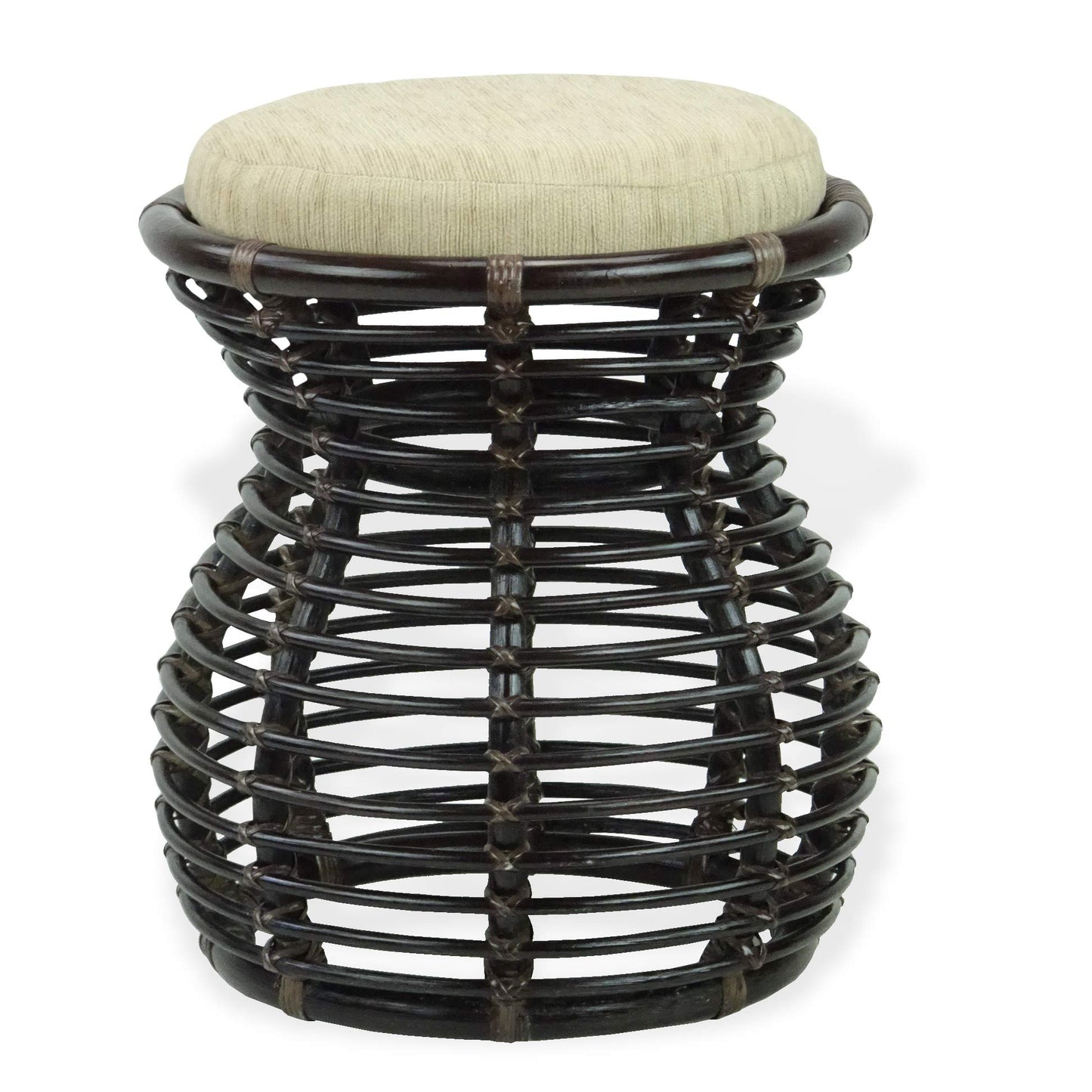 SunBear Furniture Handmade Natural Rattan Wicker Milan Ottoman Stool Vanity Bedroom Handmade Design ECO, Cognac (Light Brown)