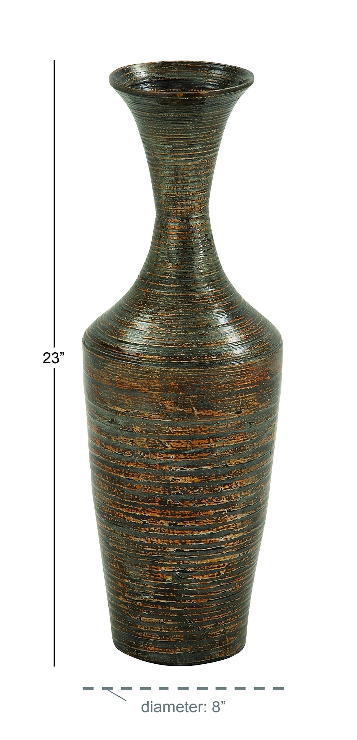 Deco 79 Bamboo Wood Decorative Vase Tall Floor Centerpiece Vase with Lacquer, Vase for Home Decoration 8" x 8" x 23", Dark Brown