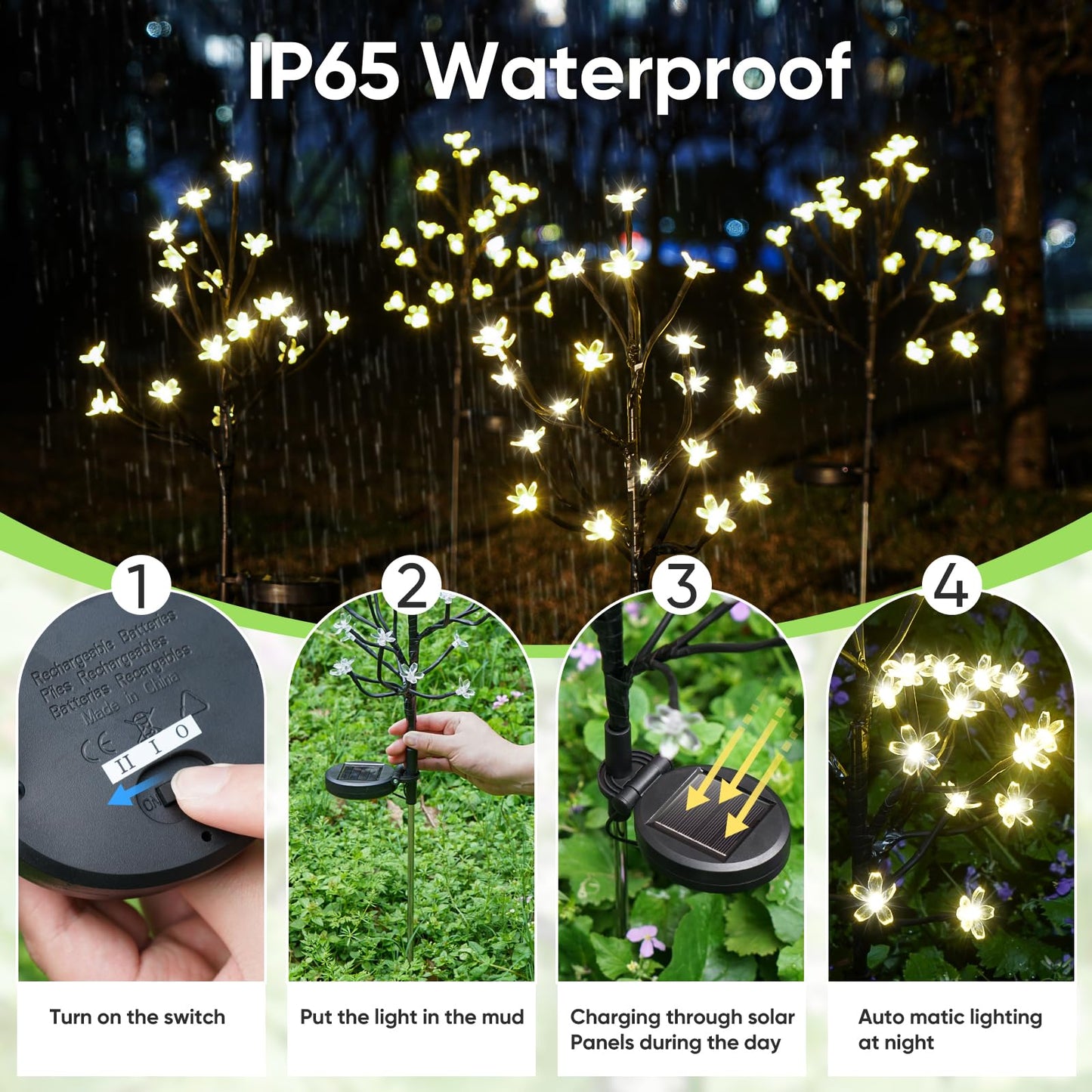 IUEECEN Solar Garden Lights Garden Decor, Solar Flowers Outdoor Decorative,2Pack 40LED Fairy Solar Lights Outdoor Waterproof Outside Yard,Patio,Pathway Decorations,Gardening Gifts for Women Mom