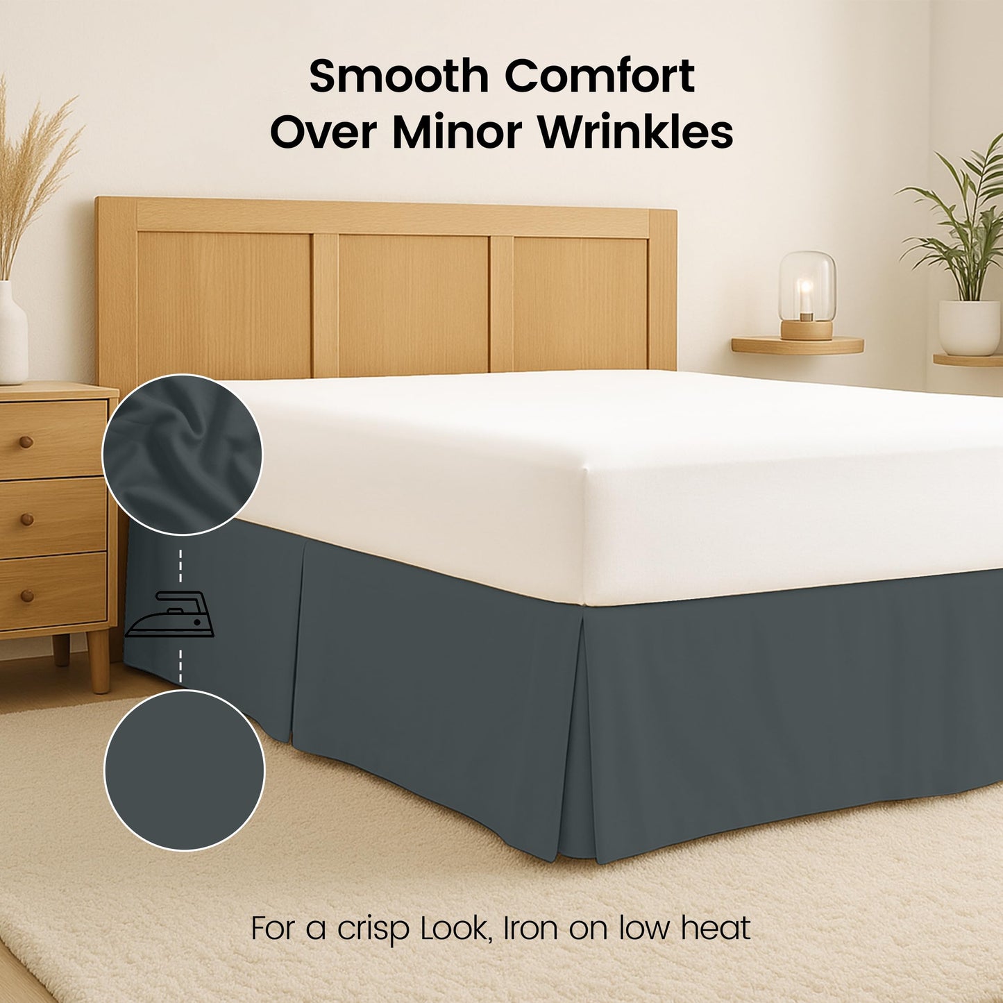 Utopia Bedding Queen Bed Skirt - Soft Quadruple Pleated Ruffle - Easy Fit with 16 Inch Tailored Drop - Hotel Quality, Shrinkage and Fade Resistant (Queen, Grey)