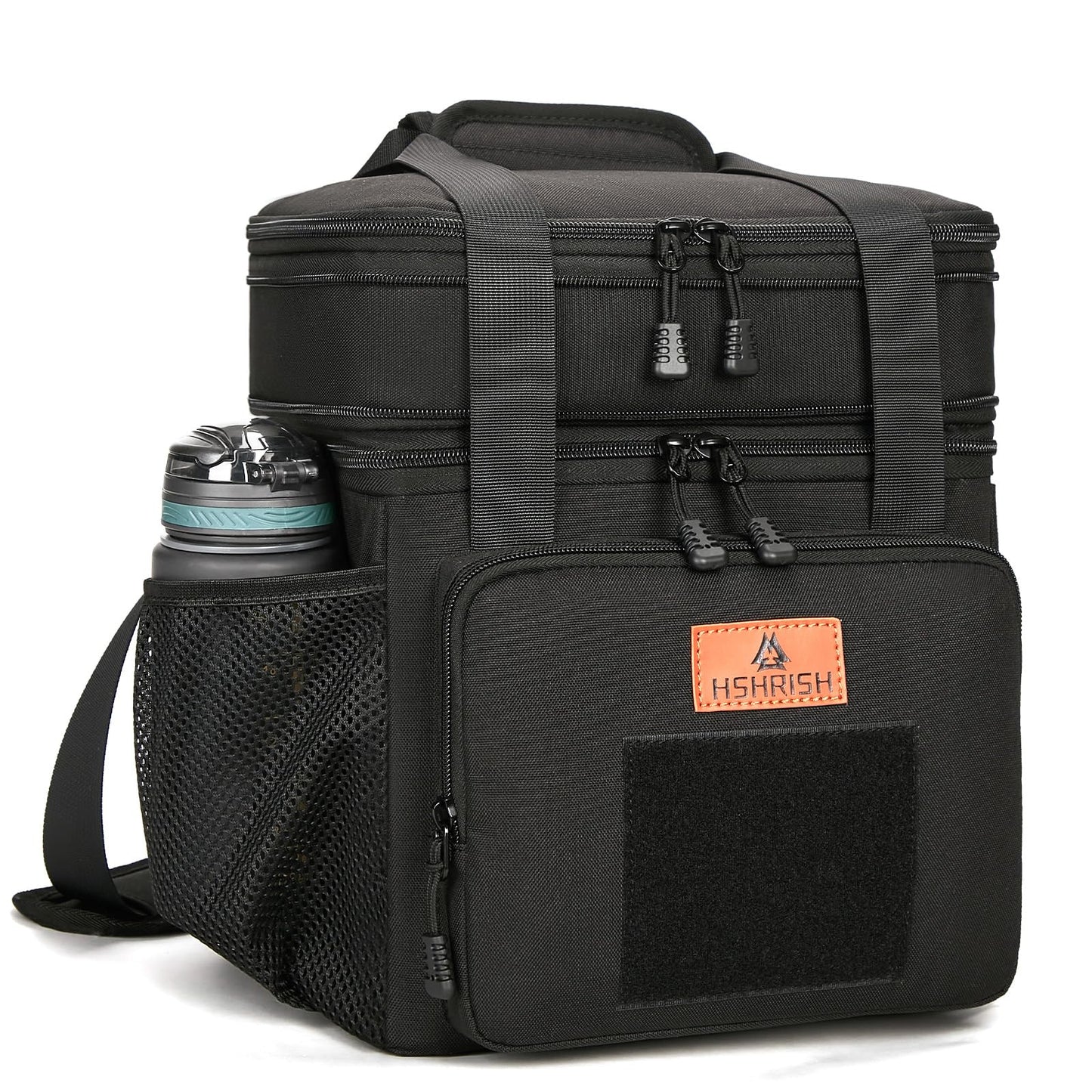 Expandable XLarge Tactical Lunch Box for Adults, Leakproof Insulated Lunch Bag with Lots of Storage Space, Durable Cooler Bag for Men Women Work Outdoor Picnic Trips, 22L(Black), HSHRISH