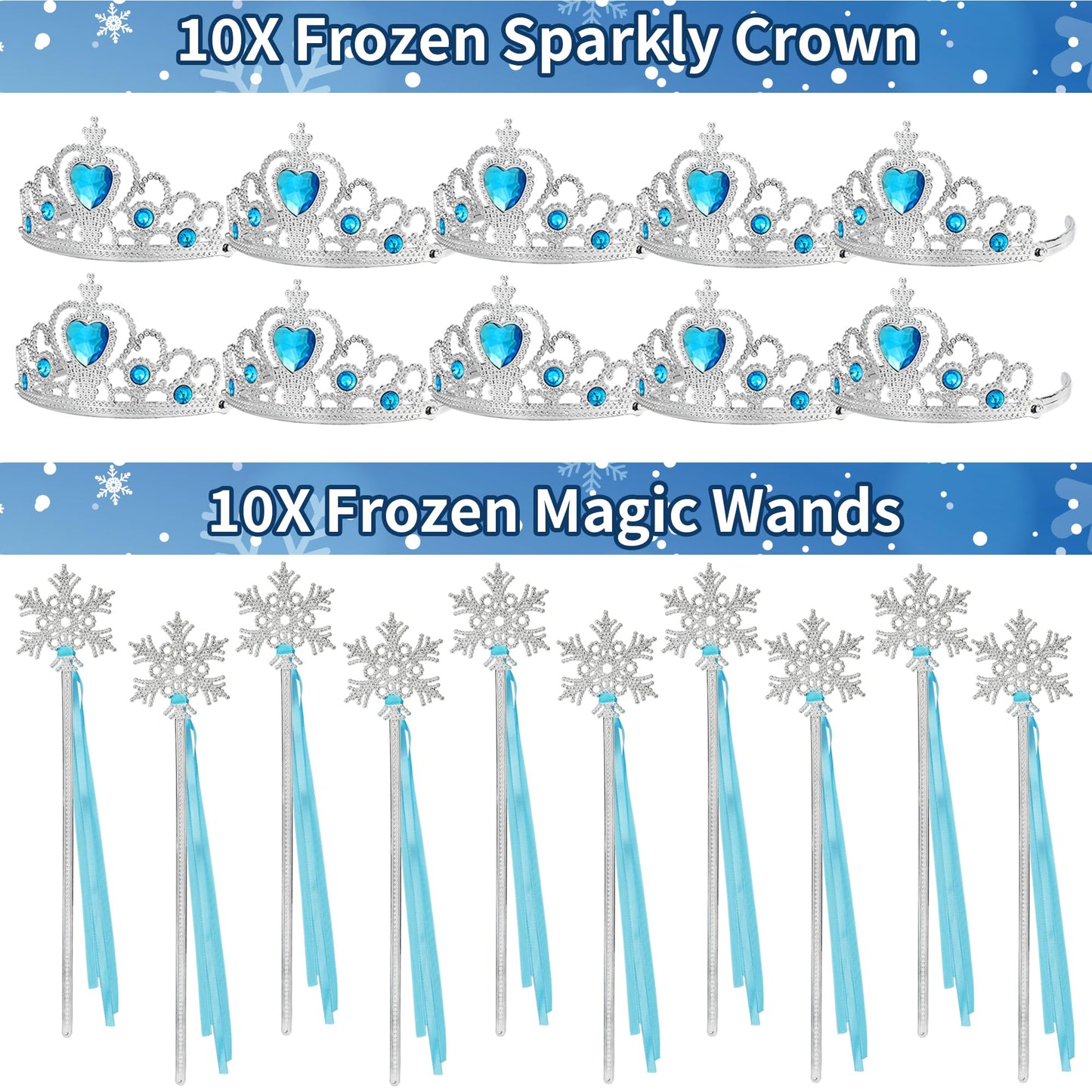 Fumogym 234PCS Frozen Party Favors Supplies Decorations Kit Include Goodies Bags, Straws, Bubble Wands, Crowns, Magic Wands, Notebook, Cake Toppers & More