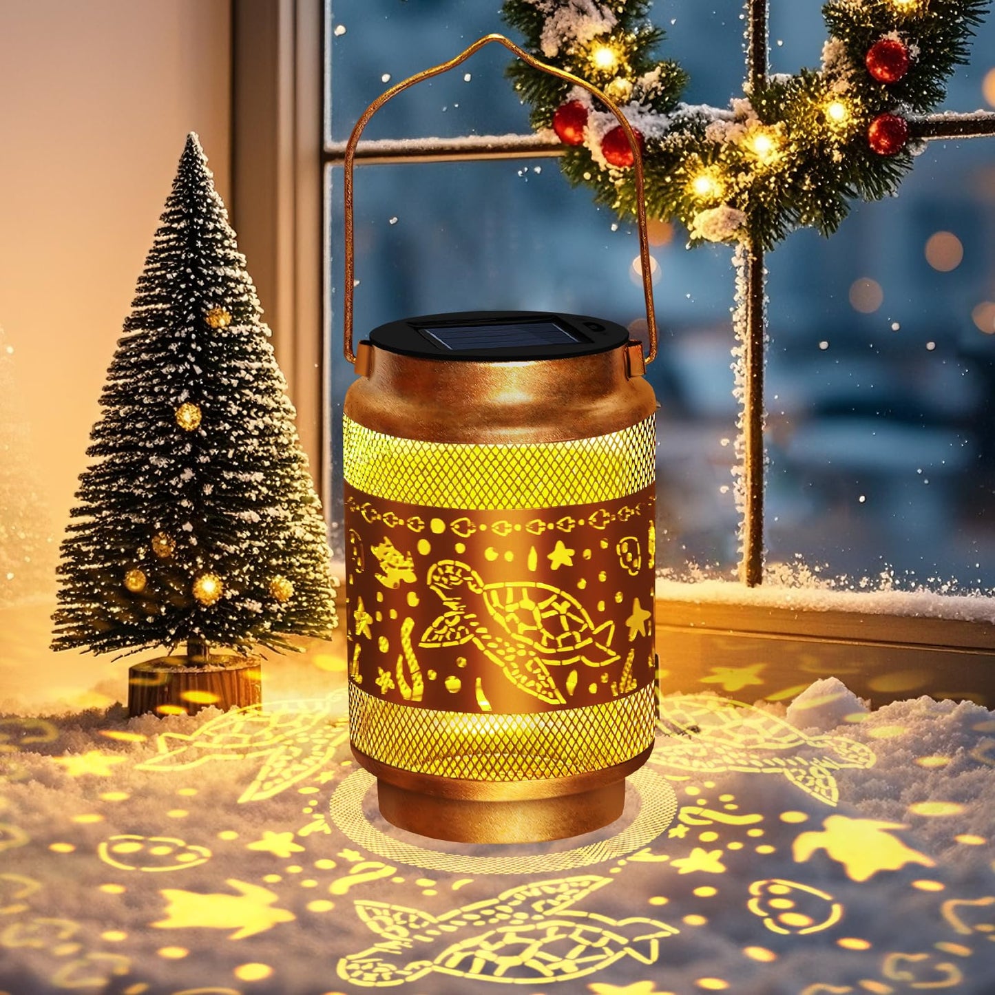 Solar Lanterns Outdoor Waterproof Turtle Garden Decor Christmas Decorations Birthday Gifts for Women Grandma,Grandma Hanging Solar Lights Hollowed-Out Lanterns for Garden Yard,Patio,Backyard,Porch