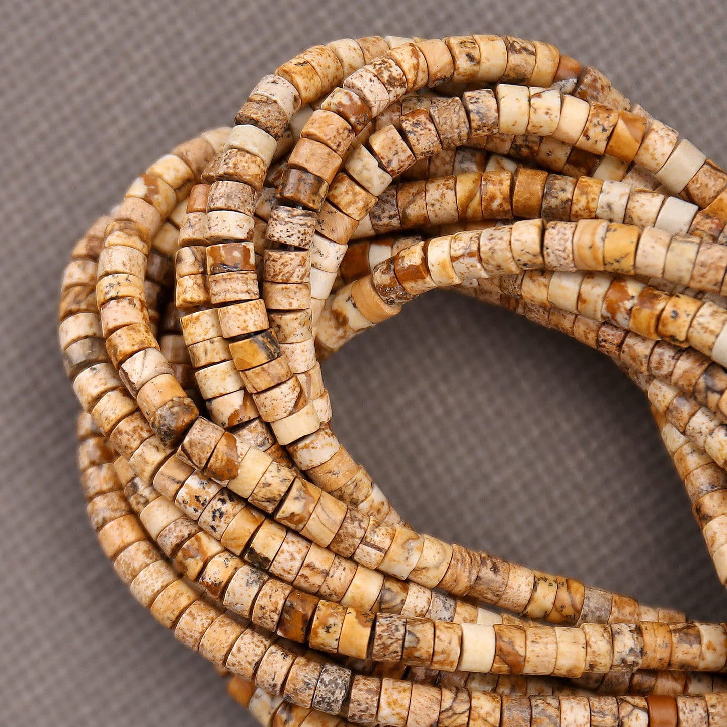 150PCs Natural Picture Jasper Spacer Beads, Loose Semi Precious Flat Round Gemstone Heishi Disc Stone Beads for Beading Jewelry Making 4mm*2mm 38cm