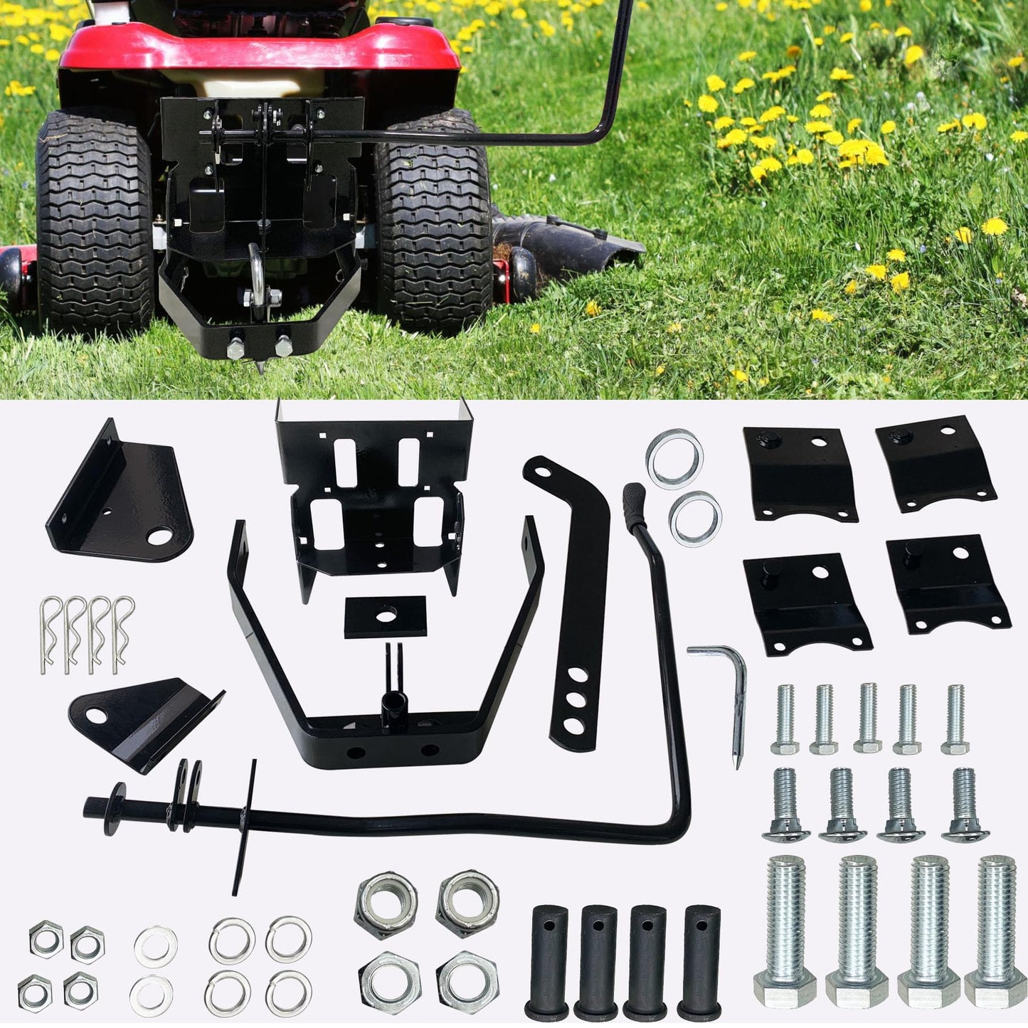 SUONE 585607901 Garden Tractor Sleeve Hitch Attachment Rear Mount Compatible with Husqvarna Craftsman T200 T300 Series for with 23" Or Larger Rear Tires Cub Cadet Riding Lawn Mower Tractors