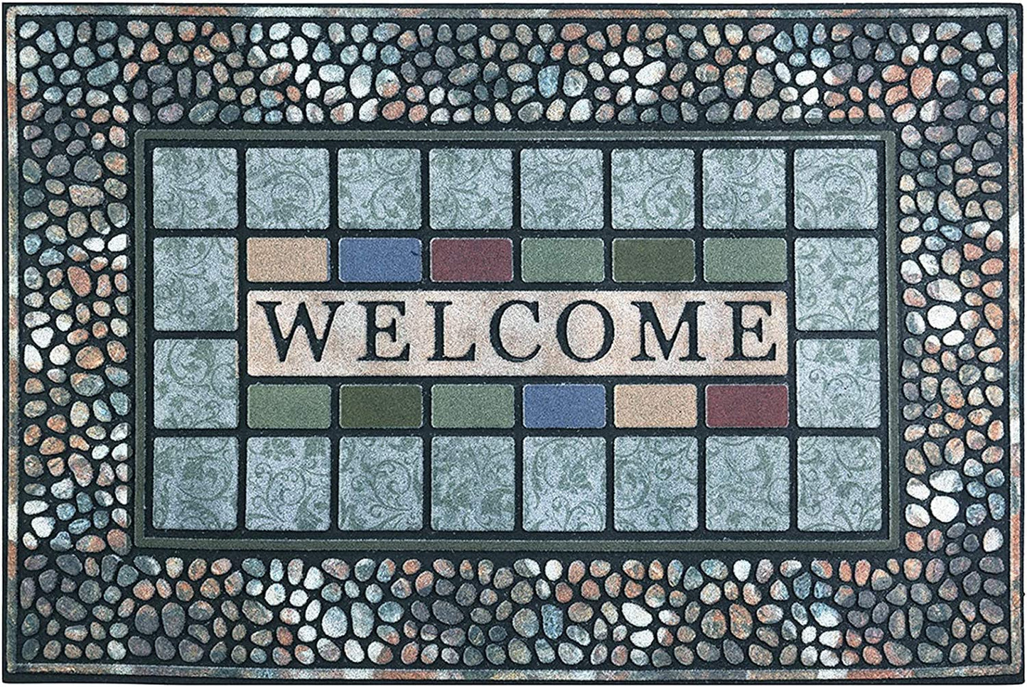 CHICHIC Rectangle Entrance Door Mat Large 18 x 30 Inch Entry Way High Traffic Area Doormat Front Door Rugs Outdoors Heavy Duty Welcome Mat, Non Slip Rubber Back Low Profile for Garage