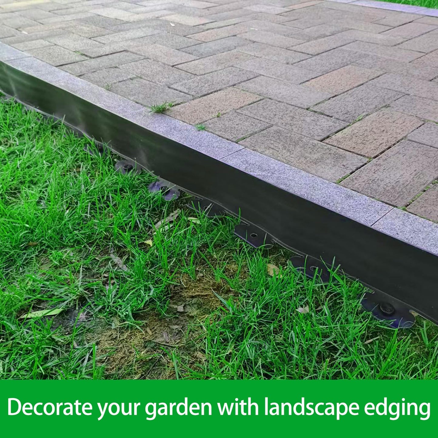 Landscape Garden Edging Kit with 60 Spikes, 4In Tall 66FT Garden Edging Border for Garden, Flower Beds, and Lawn Easy Cutting (Black, 66ft)