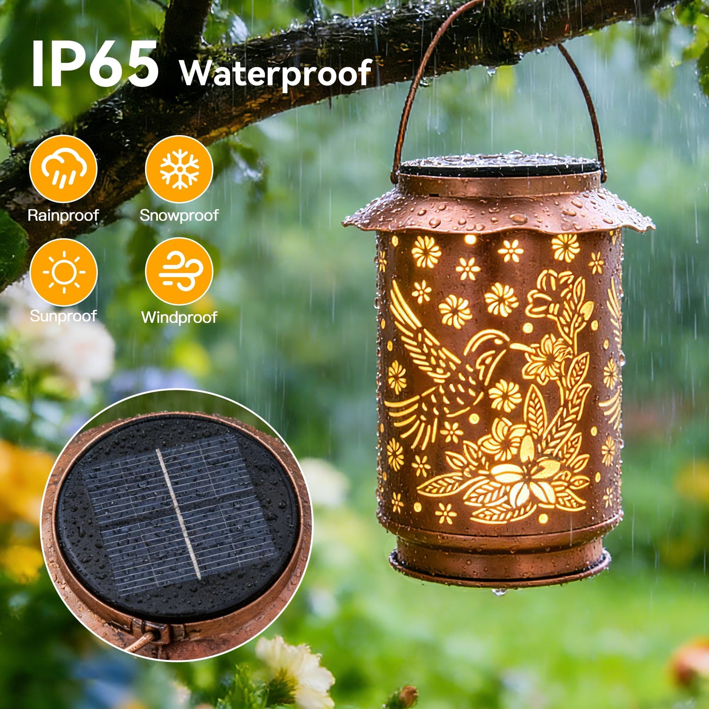 Ollny Solar Lanterns Outdoor Waterproof Hummingbirds, for Mothers Day Birthday Thanksgiving Gifts for Mom Grandma Sister Women Her, Hanging Solar Metal Lights for Garden Backyard Patio Decor