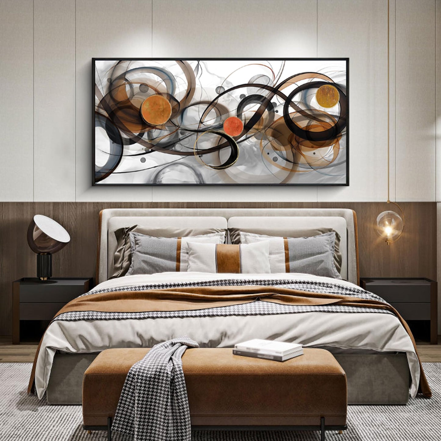XLSJERST Abstract Wall Art - Framed Black White Canvas Home Art Decor for Living Room Office Canvas Pintings Modern Minimalist Frame Wall Art 24x48 Inches