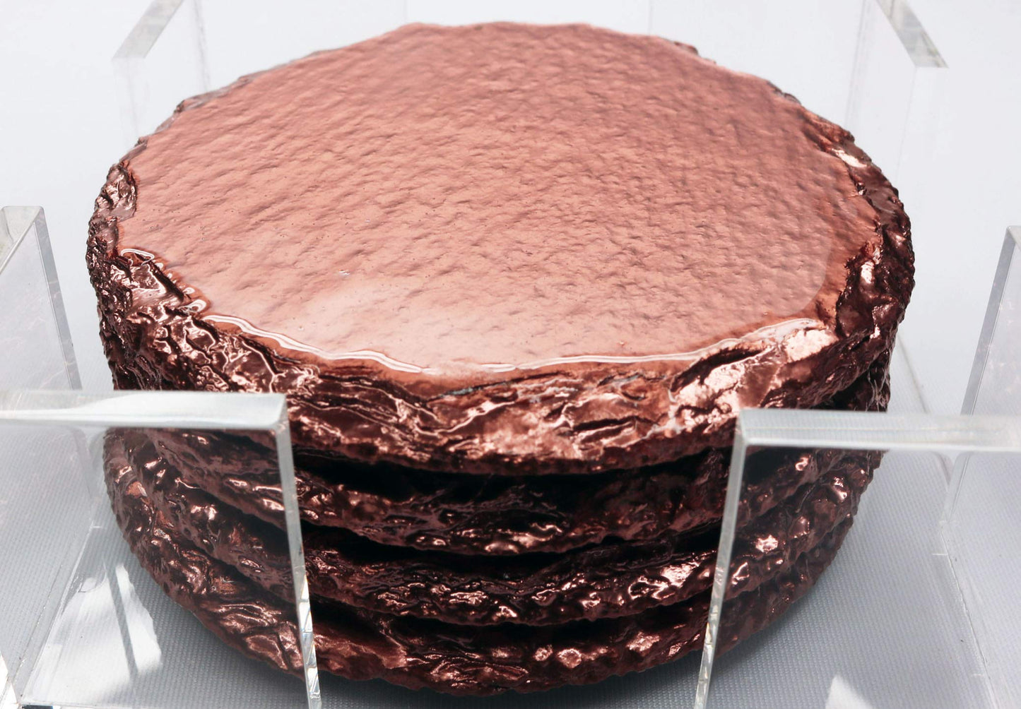 Renee Redesigns Handmade Rose Gold Slate Stone Coasters For Drinks | Protect Your Elegant Surfaces From Drink Rings and Spills | Unique 4-Piece Holiday Gift Set, Round - 4 x 4 inches