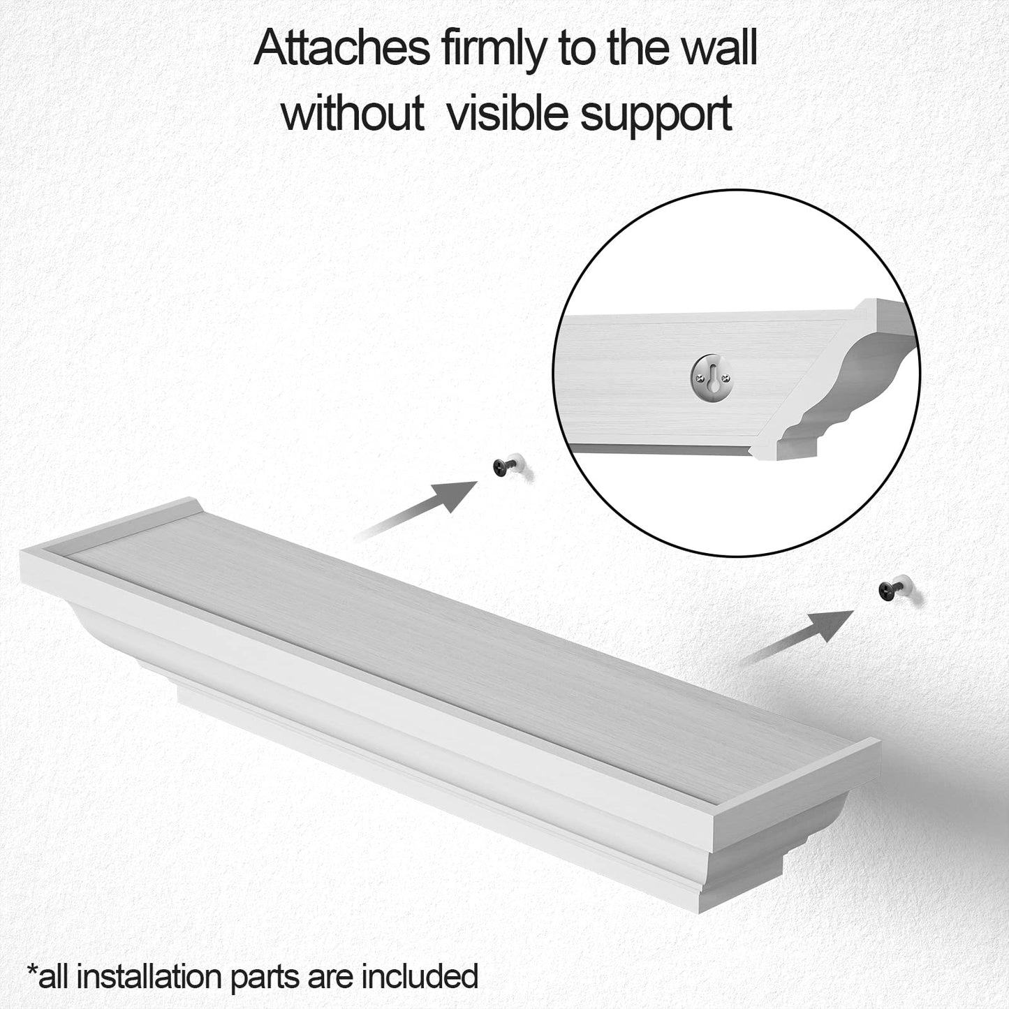 Alsonerbay Floating Shelves - White Rustic Wall Shelves, 2 Pack (17 Inch) for Bedroom, Living Room, Bathroom