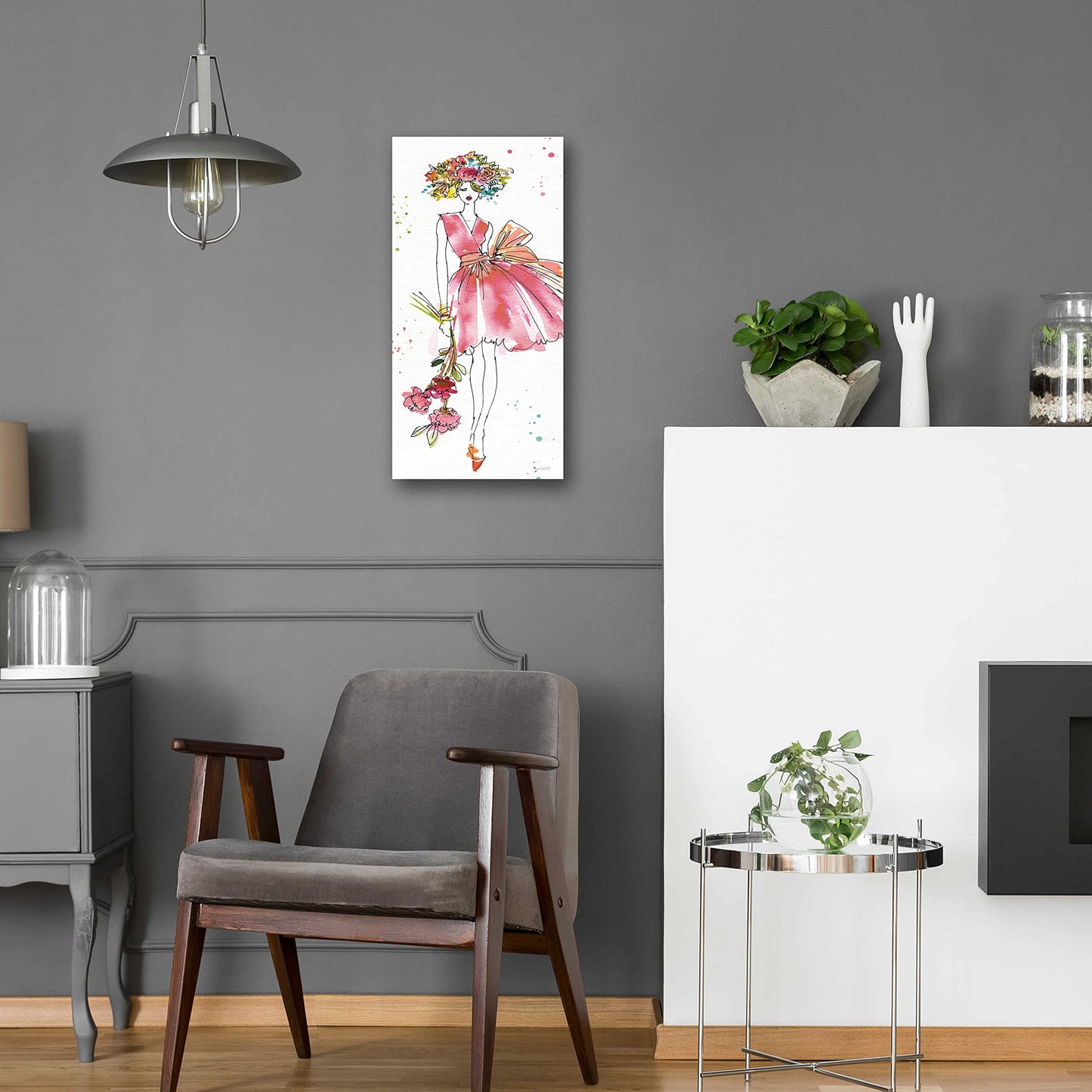 Epic Art 'Floral Figures V' by Ann Tavoletti, Acrylic Glass Wall Art, 12"x24"