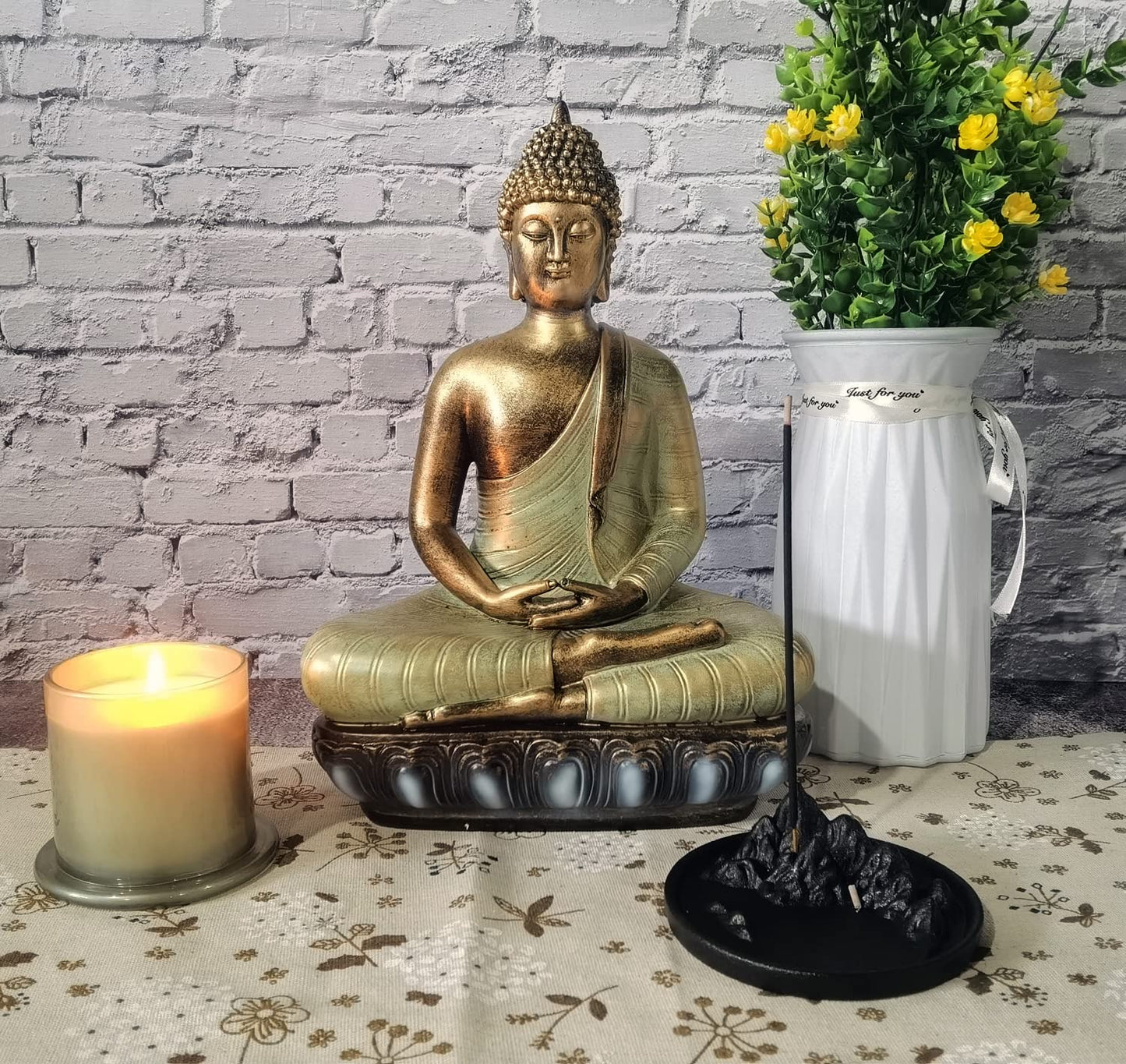 Buddha Statue for Home Decor.12" Buddha Statue (The Moment of Enlightenment) Meditation Buddha,Collectibles and Figurines,Yoga Zen Decor,Spiritual Living Room Decor,Hindu and East Asian Décor