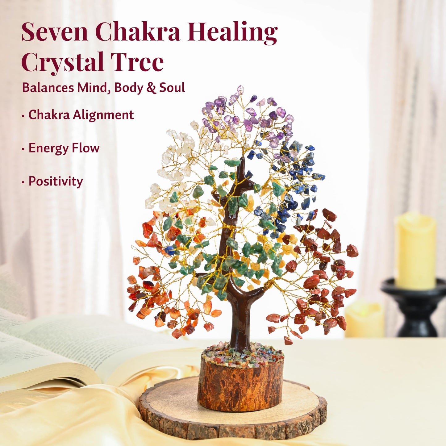 Crocon® 7 Chakra Healing Crystals Tree of Life, Birthday Gifts for Women, Crystals and Healing Stones, Room Decor, Positive Energy Women Gift Ideas, House Warming Gifts New Home for Sisters & Mom