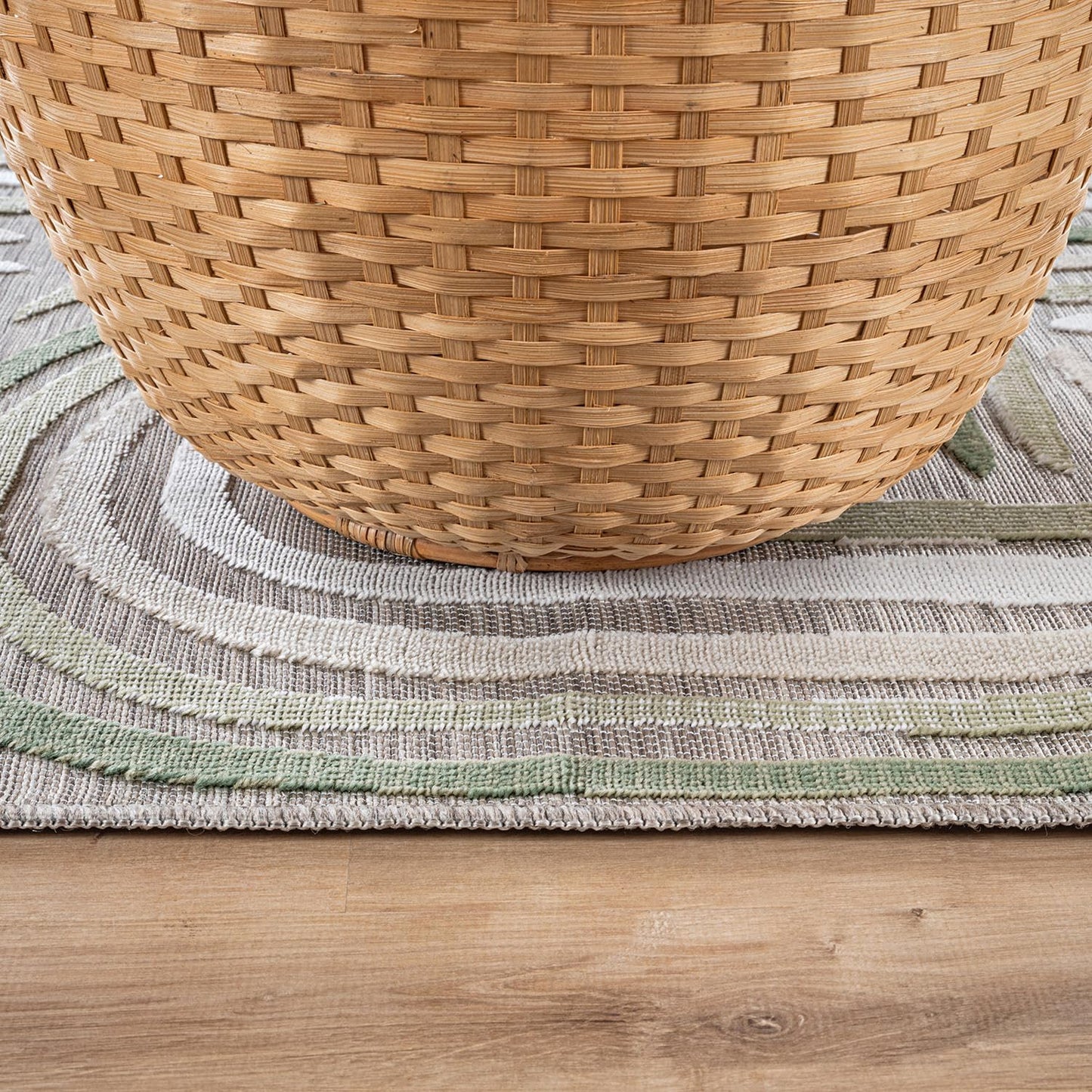CAMILSON Indoor Outdoor Rug, Beige 5x7 Geometric Arch Striped Area Rugs for Patio and Home Areas, Easy-Cleaning Non-Shedding Living Room, Garden and Deck Washable Outside Carpet (5 x 7)