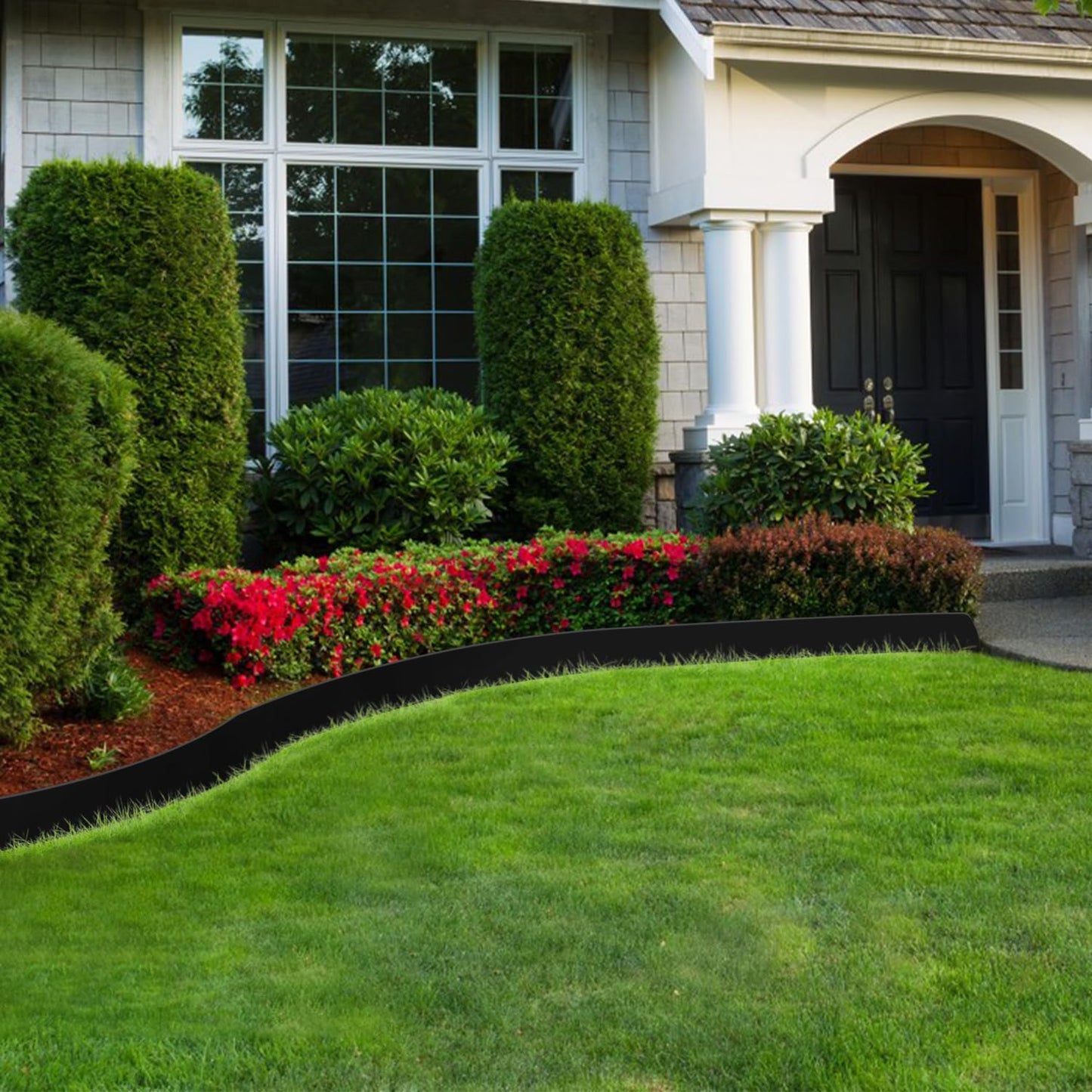 Hugeleaf Landscape Edging Kit 40 Feet with 48pcs Spikes, 4 Inches Garden Edging Flexible Landscape Lawn Border for Flower Beds Yard Pathway