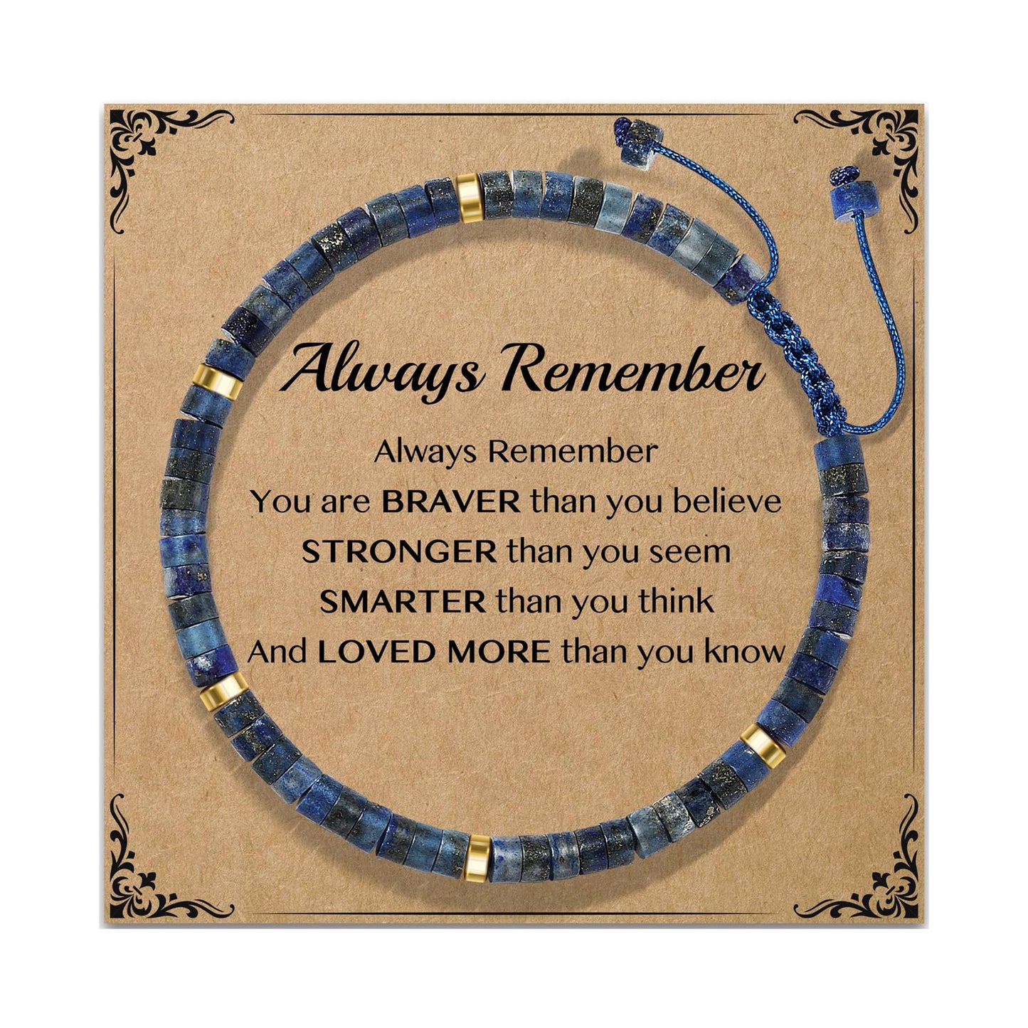 AGOT Inspirational Bracelet Gifts for Women: Healing Natural Lapis Lazuli Stone Bracelets with Positive Affirmations - Get Well Soon Gift for Mom Aunt Daughter Best Friends Sister Birthday Christmas Valentine's Day Jewelry