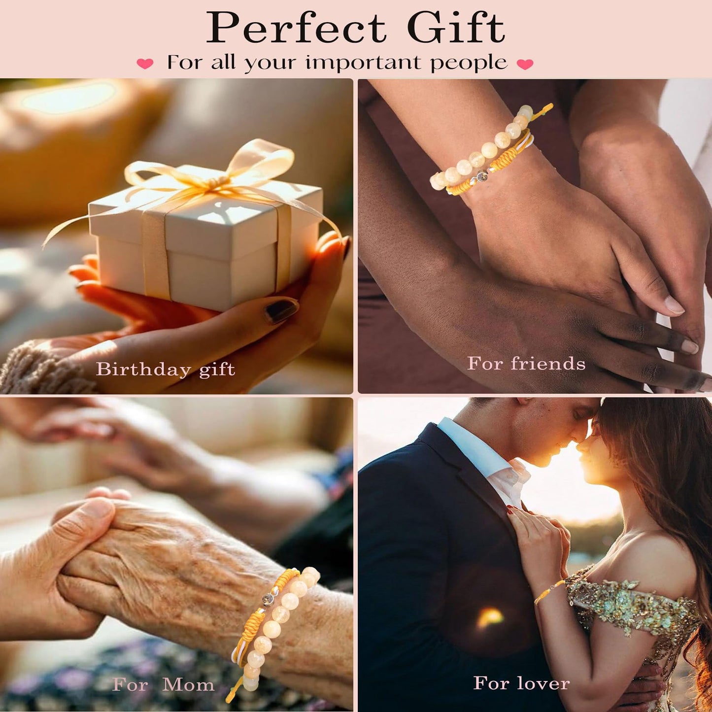 Crgwxzl November Birthstone Bracelets for Women Men,Healing Crystal Protection Stone Citrine Beads Bracelet,String Wrap Zodiac Month Bracelets Birthday Jewelry Gifts