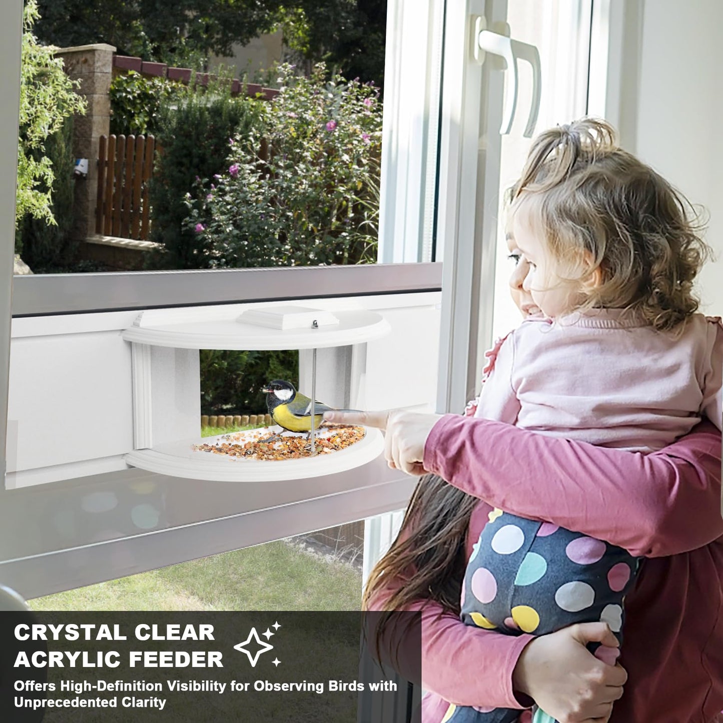 BAIAPEY in Window Bird Feeders for Viewing - 180° Clear View Bird Feeder, Durable, Elegant, Fits Windows 27-35" Wide, for Bird Watching-Bring Joy to Your Home