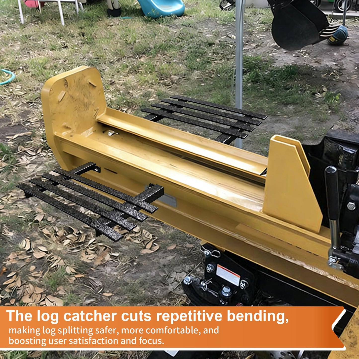 Frienda 2 Pack Log Catcher for Splitter Heavy Duty Metal Log Rack Catcher Splitter Part Accessories Tool, 11" Hole Center Distance
