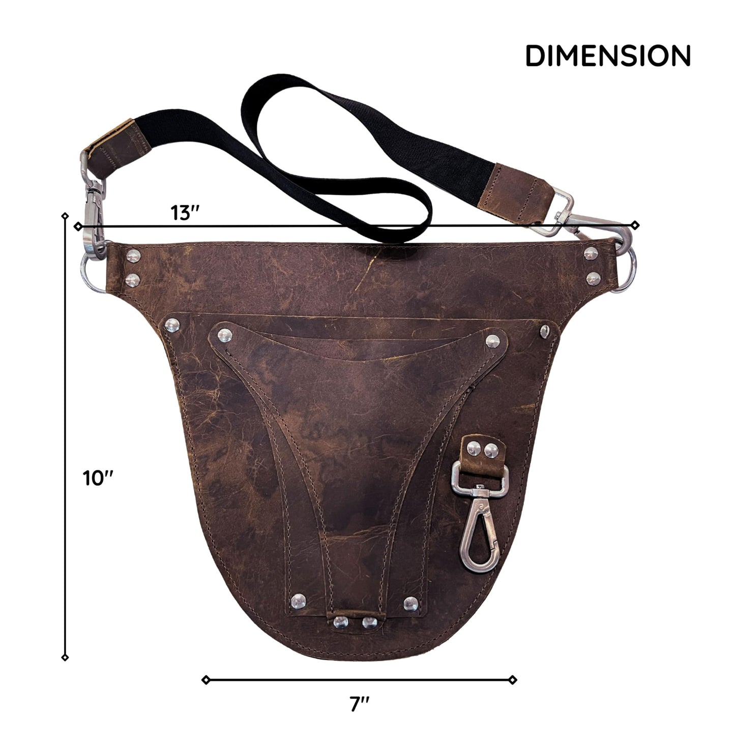 Hulara Brown Full Grain Leather Florist Tool Bag for Gardener Farmer Tools Holster With Adjutable Belt for Florists, Small Carpenter Electrician Organizer Kit.